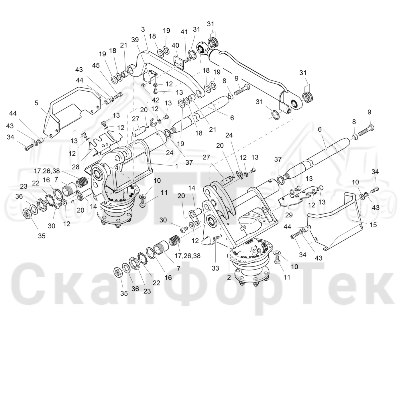 Схема: Valmet / Головки лесозаготовительной машины / Valmet 378 / Valmet 378 / Каталог запасных частей / Подача / шасси подающего ролика