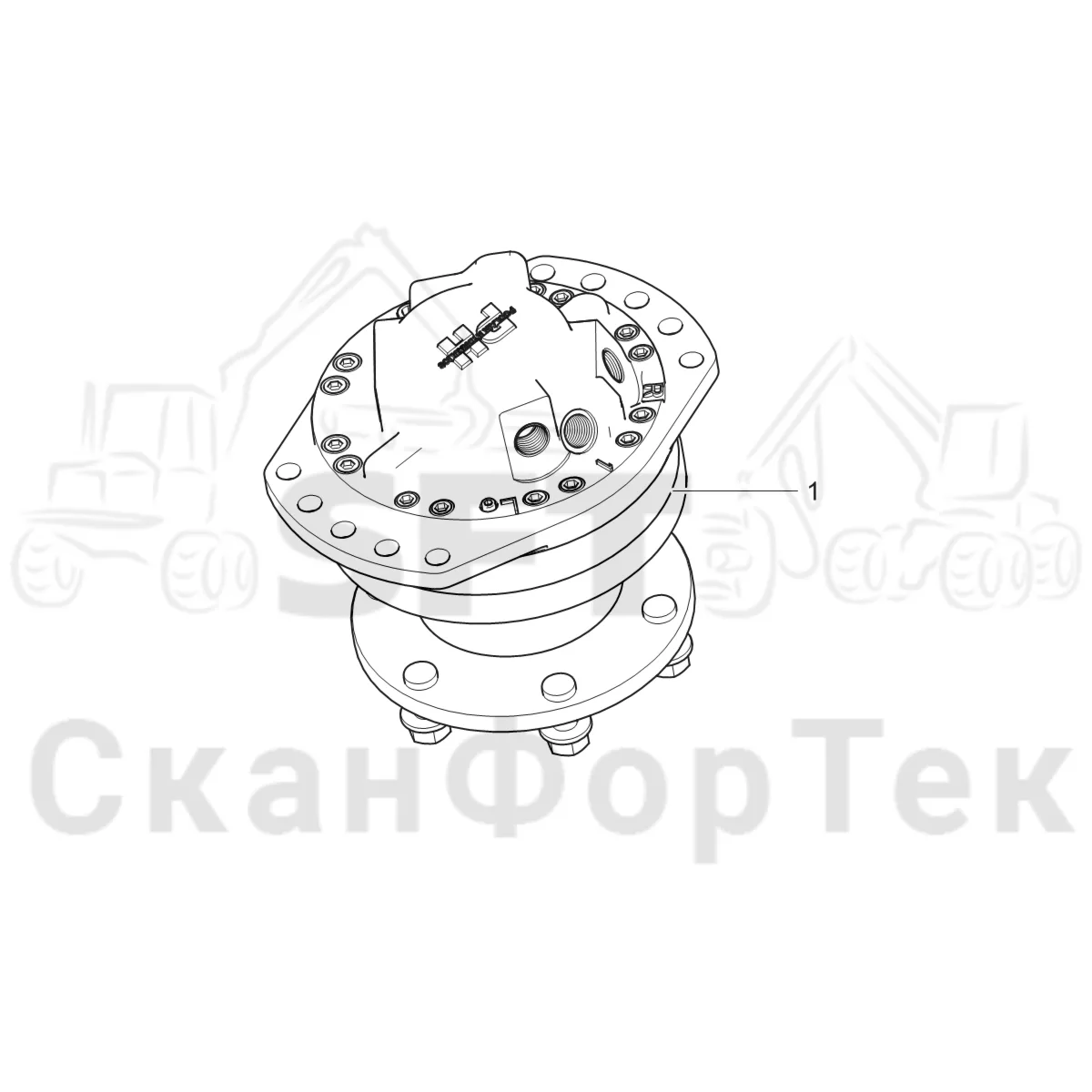 Схема: Komatsu / Головки лесозаготовительной машины / 300 Головки лесозаготовительной машины / 378 E / Каталог запасных частей / Подача / Гидравлический мотор 857cc