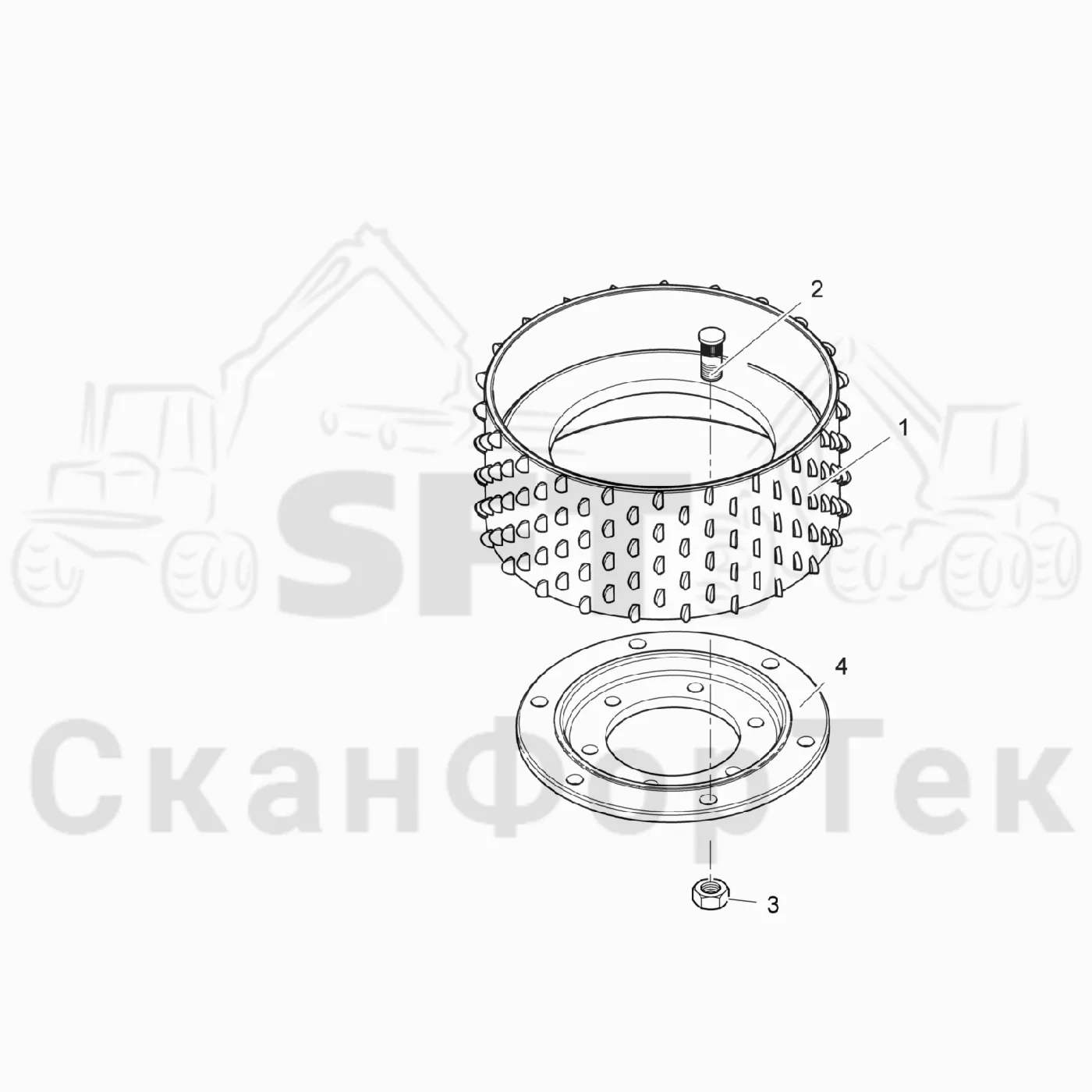 Схема: Komatsu / Головки лесозаготовительной машины / 300 Головки лесозаготовительной машины / 378 E / Каталог запасных частей / Подача / Подающие ролики