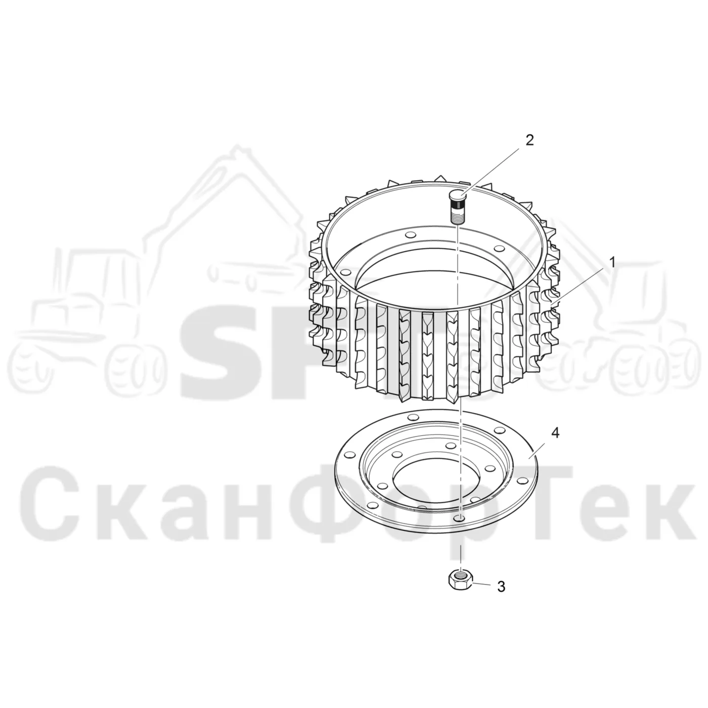 Схема: Komatsu / Головки лесозаготовительной машины / C Головки лесозаготовительной машины / C202E / Каталог запасных частей / Подача / Подающие ролики