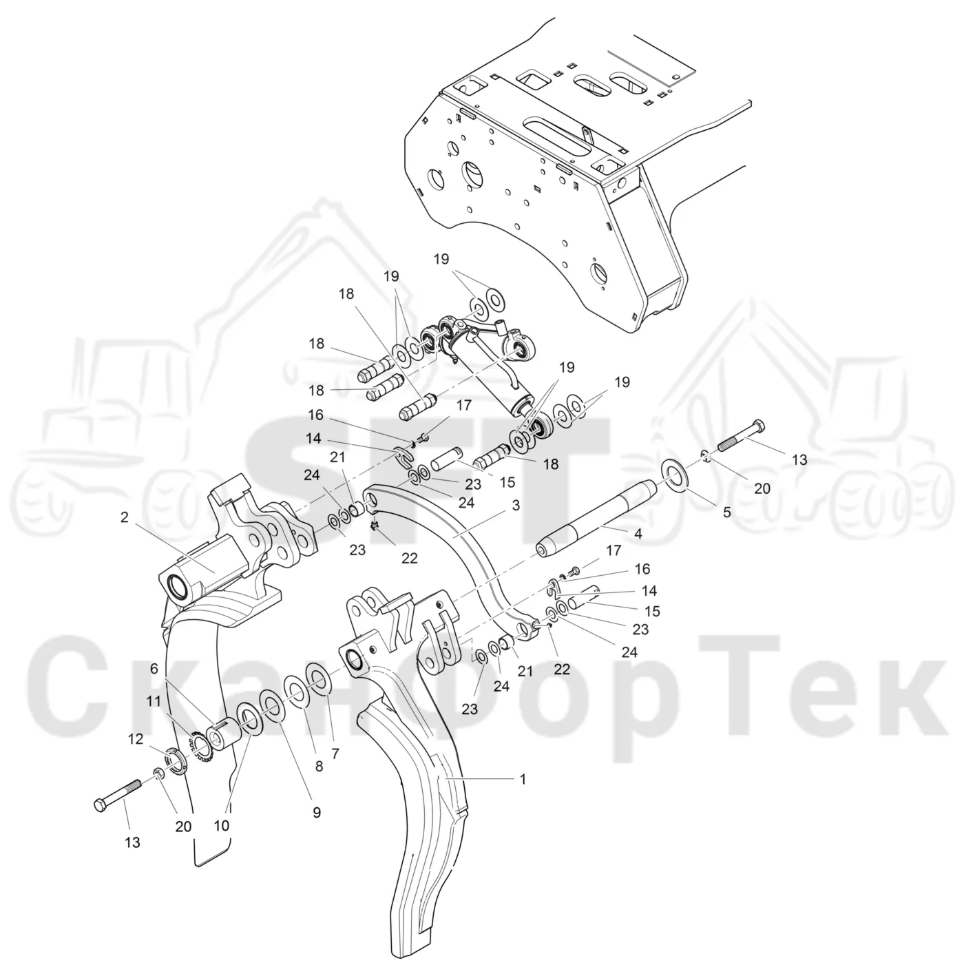 Схема: Valmet / Головки лесозаготовительной машины / Valmet 378 / Valmet 378 / Каталог запасных частей / Обрезка сучьев / Сучкорезные ножи