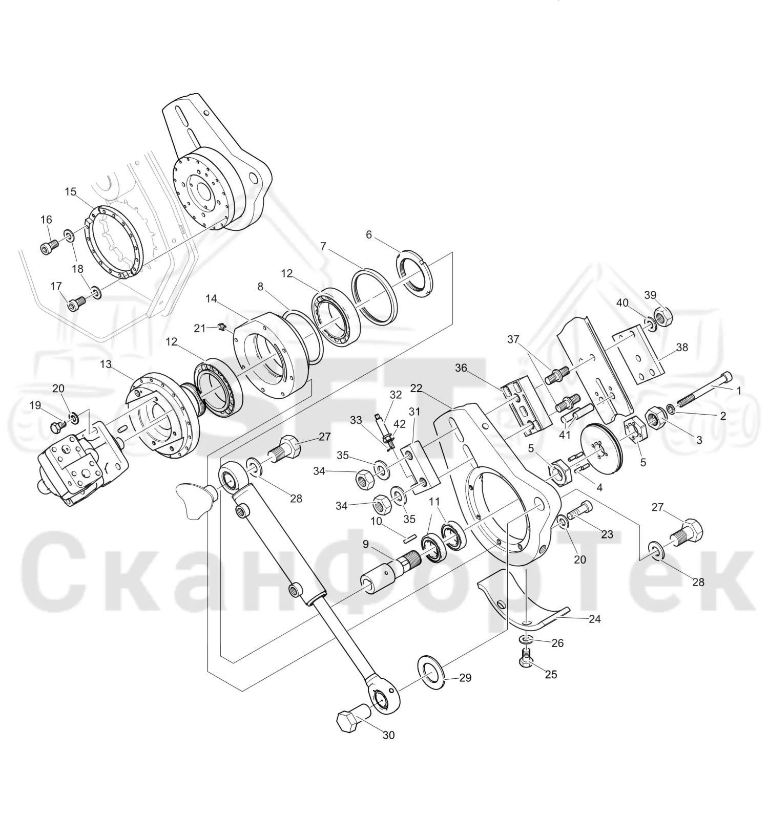 Схема: Komatsu / Лесозаготовительные машины / 951 S/N 9510004367- / Каталог запасных частей / Лесозаготовительное оборудование / Головка лесозаготовительной машины / C202 / Каталог запасных частей / Резка / Устройство резки 1202015051-