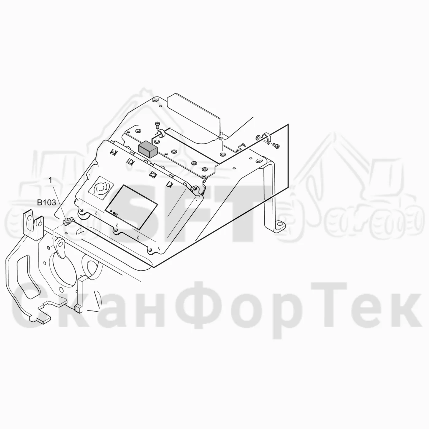 Схема: Komatsu / Головки лесозаготовительной машины / 300 Головки лесозаготовительной машины / 378 / Каталог запасных частей / Резка / Cutting unit electrics topsaw