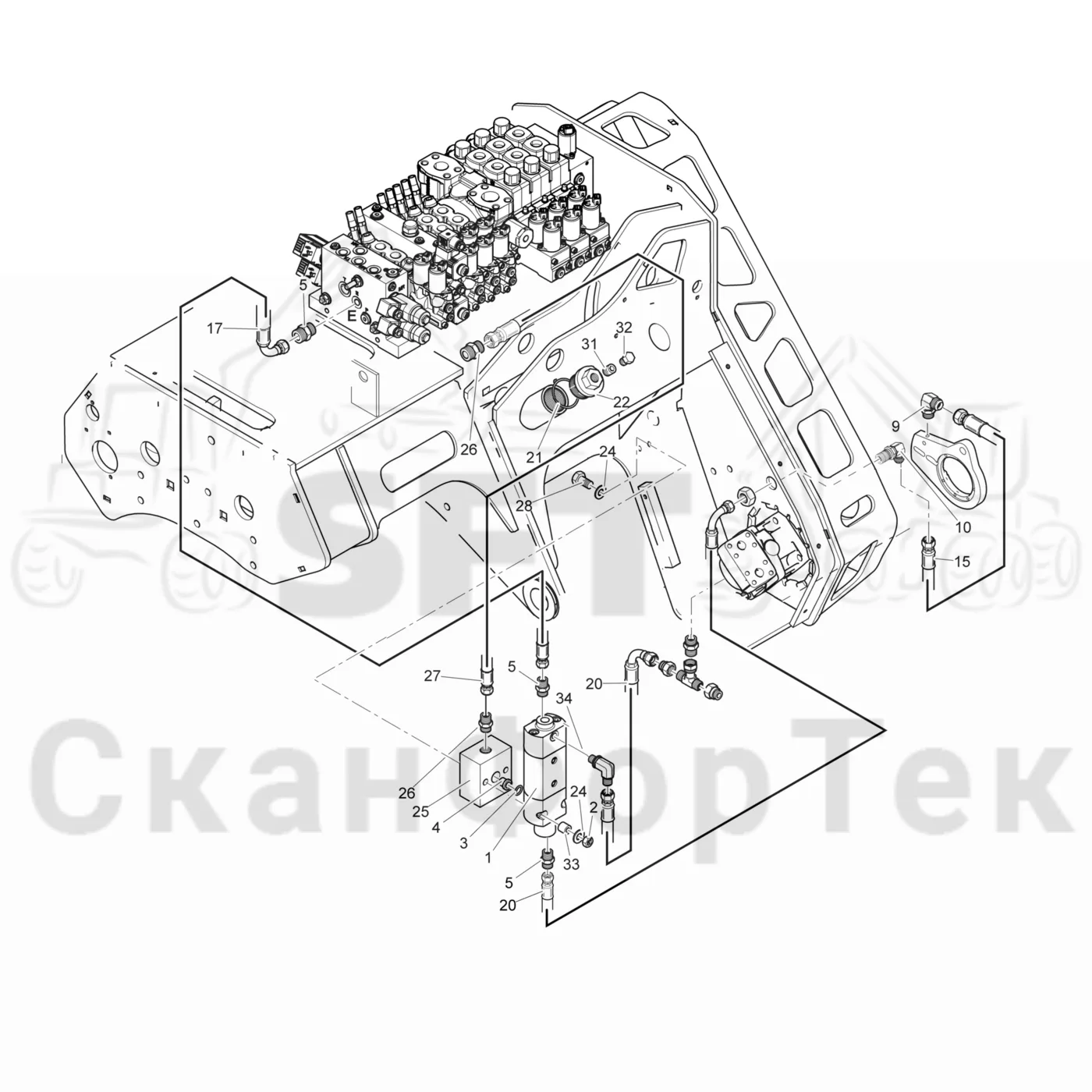 Схема: Komatsu / Головки лесозаготовительной машины / 300 Головки лесозаготовительной машины / 378 / Каталог запасных частей / Резка / Гидравлическое оборудование смазки цепи
