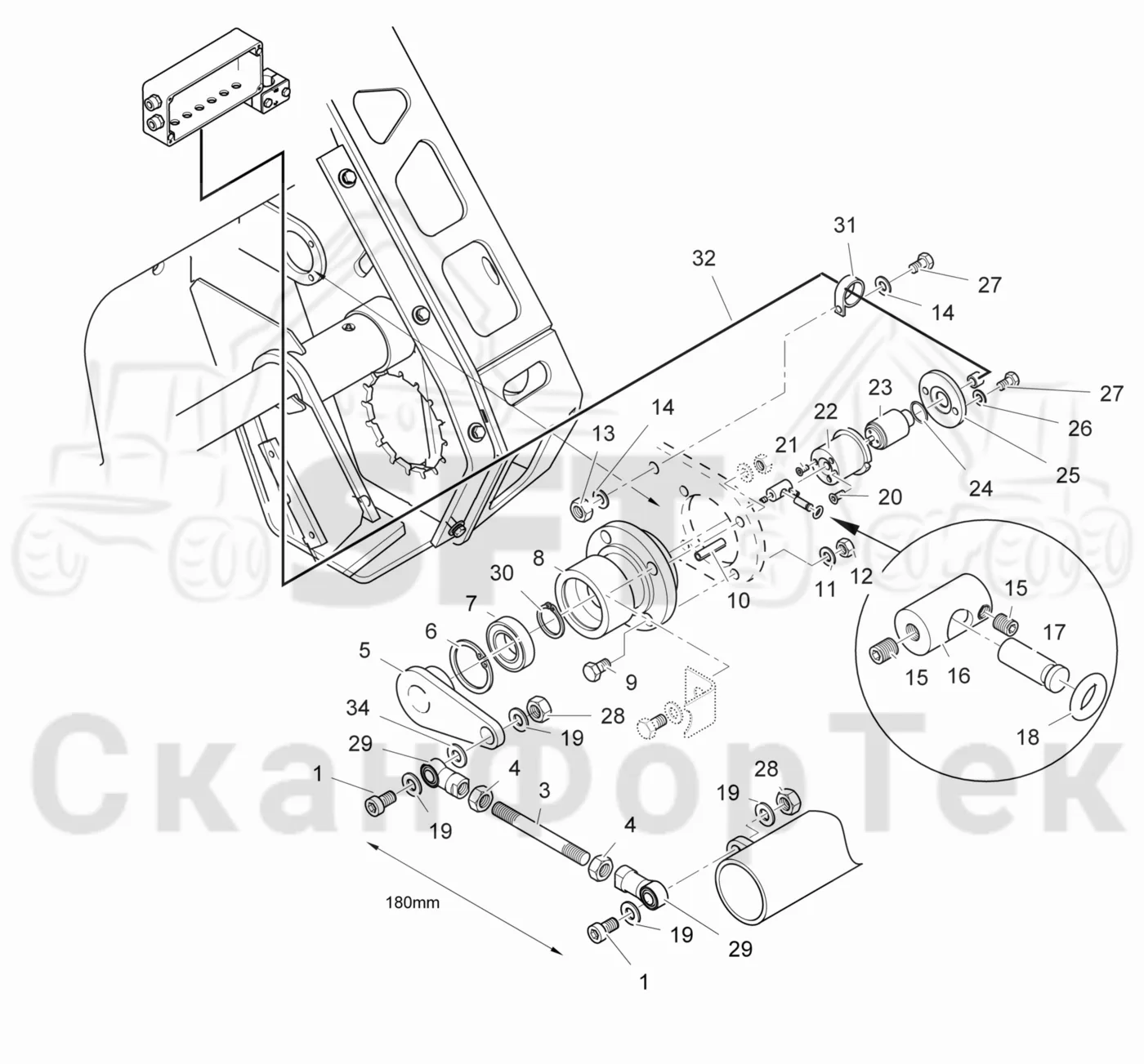 Схема: Valmet / Головки лесозаготовительной машины / Valmet 378 / Valmet 378 / Каталог запасных частей / Измерение / Измерение диаметра