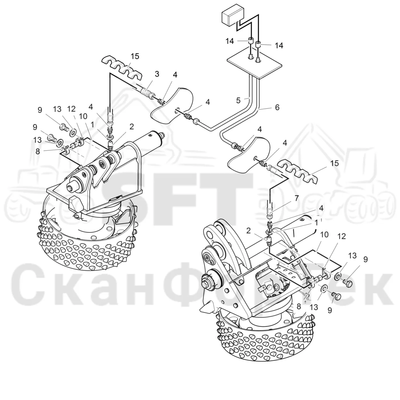 Схема: Komatsu / Головки лесозаготовительной машины / C Головки лесозаготовительной машины / C202 / Каталог запасных частей / Измерение / Anti spin