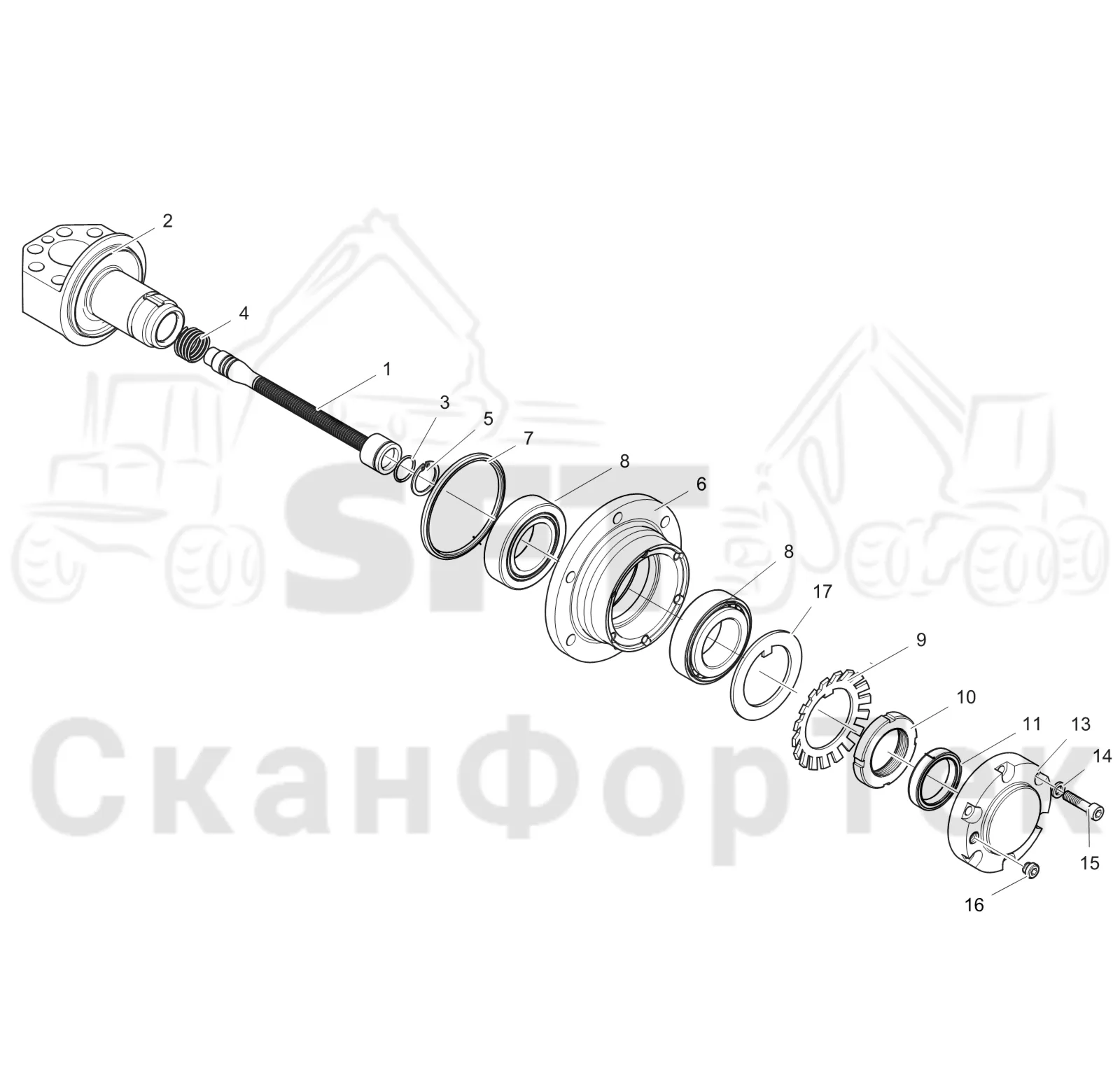 Схема: Komatsu / Лесозаготовительные машины / 911 S/N 9110062167- / Каталог запасных частей / Лесозаготовительное оборудование / Головка лесозаготовительной машины / 365.1 / Каталог запасных частей / Измерение / Измерение длины / Корпус подшипника