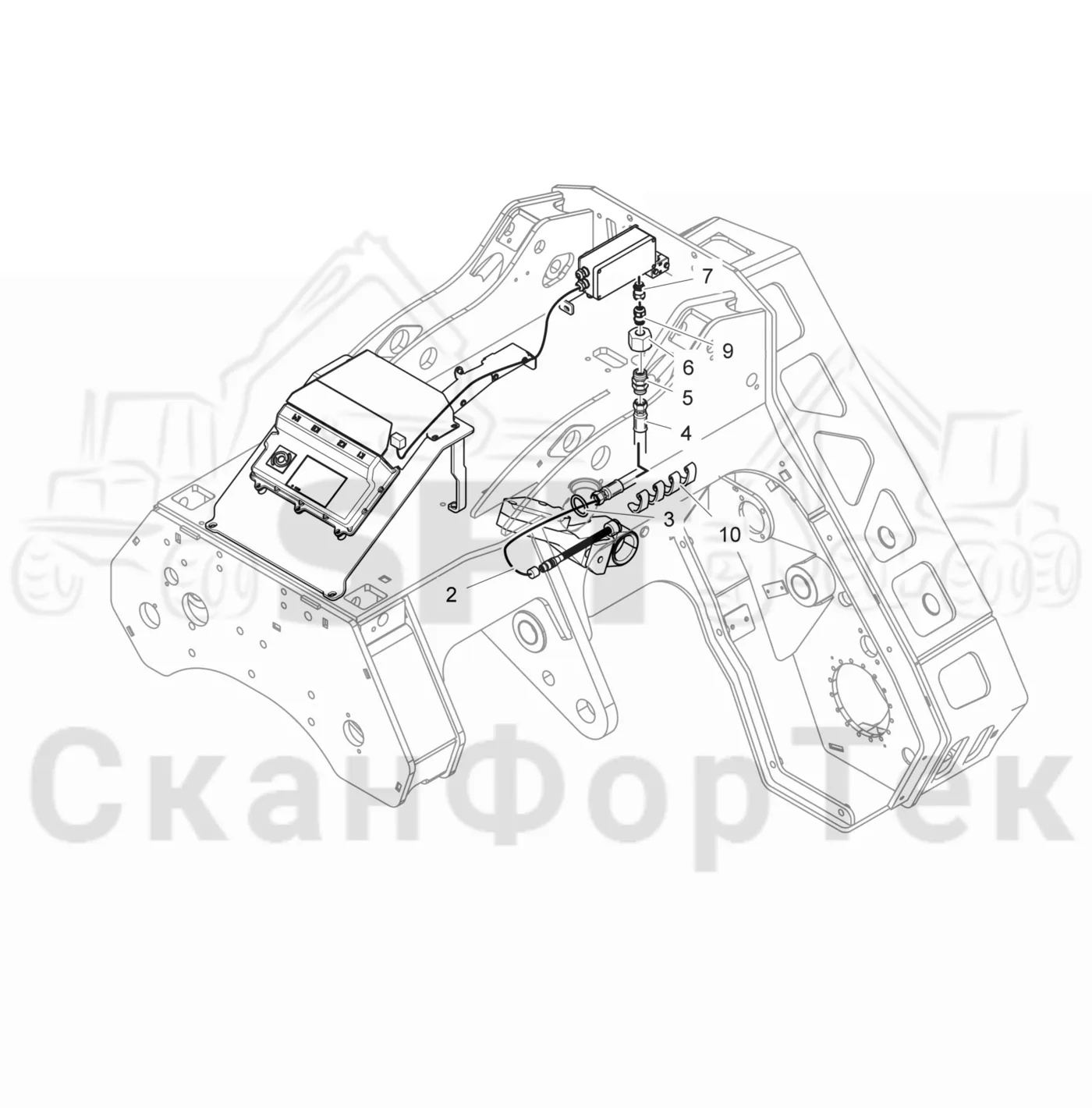 Схема: Komatsu / Лесозаготовительные машины / 951 S/N 9510004367- / Каталог запасных частей / Лесозаготовительное оборудование / Головка лесозаготовительной машины / C202 / Каталог запасных частей / Измерение / Электрооборудование измерения длины
