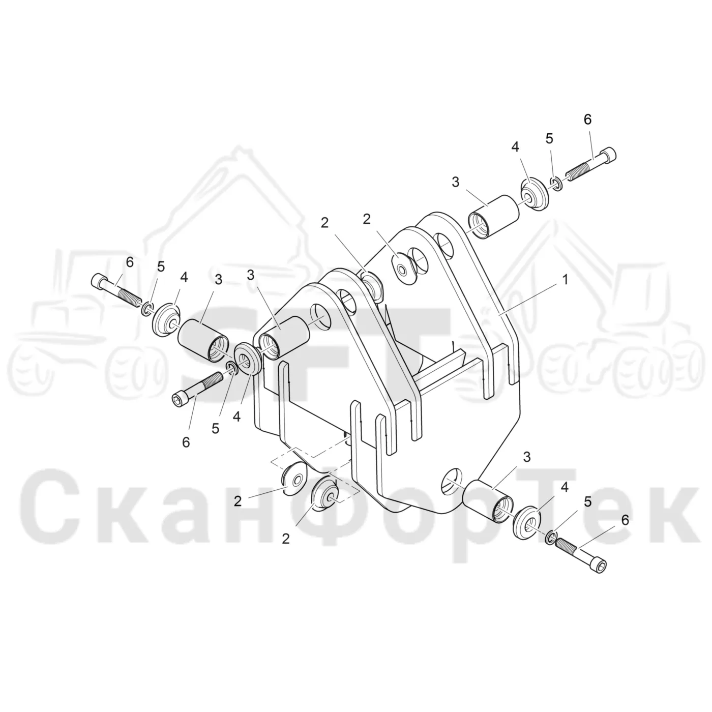 Схема: Komatsu / Головки лесозаготовительной машины / 300 Головки лесозаготовительной машины / 378 / Каталог запасных частей / Поворотные устройства и звенья / Тяга