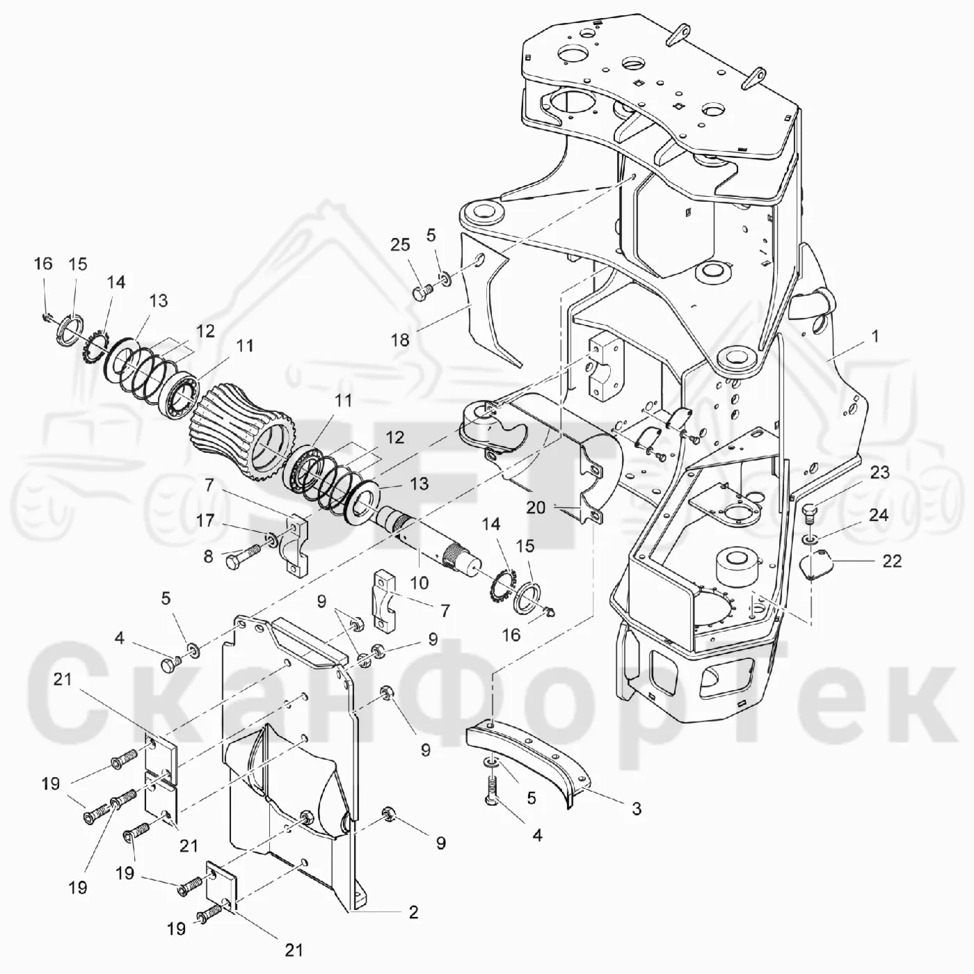 Схема: Komatsu / Головки лесозаготовительной машины / 300 Головки лесозаготовительной машины / 378 E / Каталог запасных частей / шасси / шасси