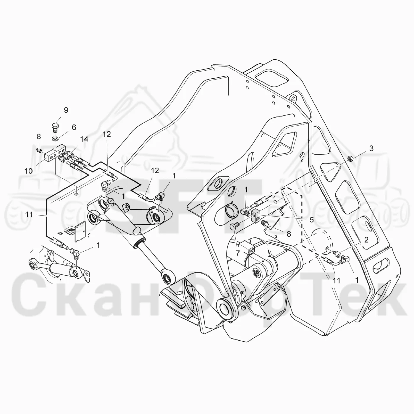 Схема: Komatsu / Головки лесозаготовительной машины / 300 Головки лесозаготовительной машины / 378 E / Каталог запасных частей / шасси / Смазка, шасси