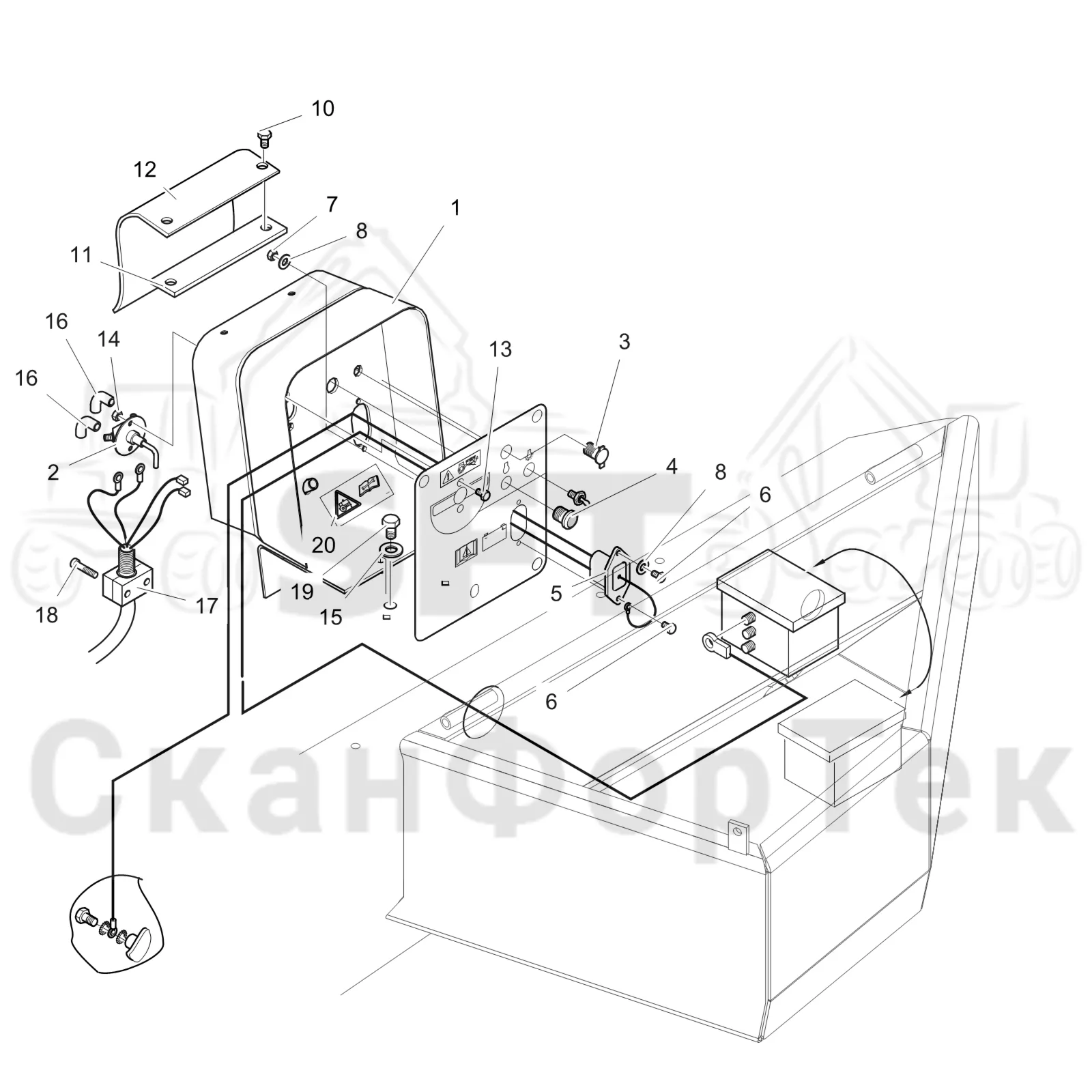 Схема: Komatsu / Лесозаготовительные машины / 931 / Каталог запасных частей / шасси / Электрический Оборудование / Разъединитель аккумуляторной батареи