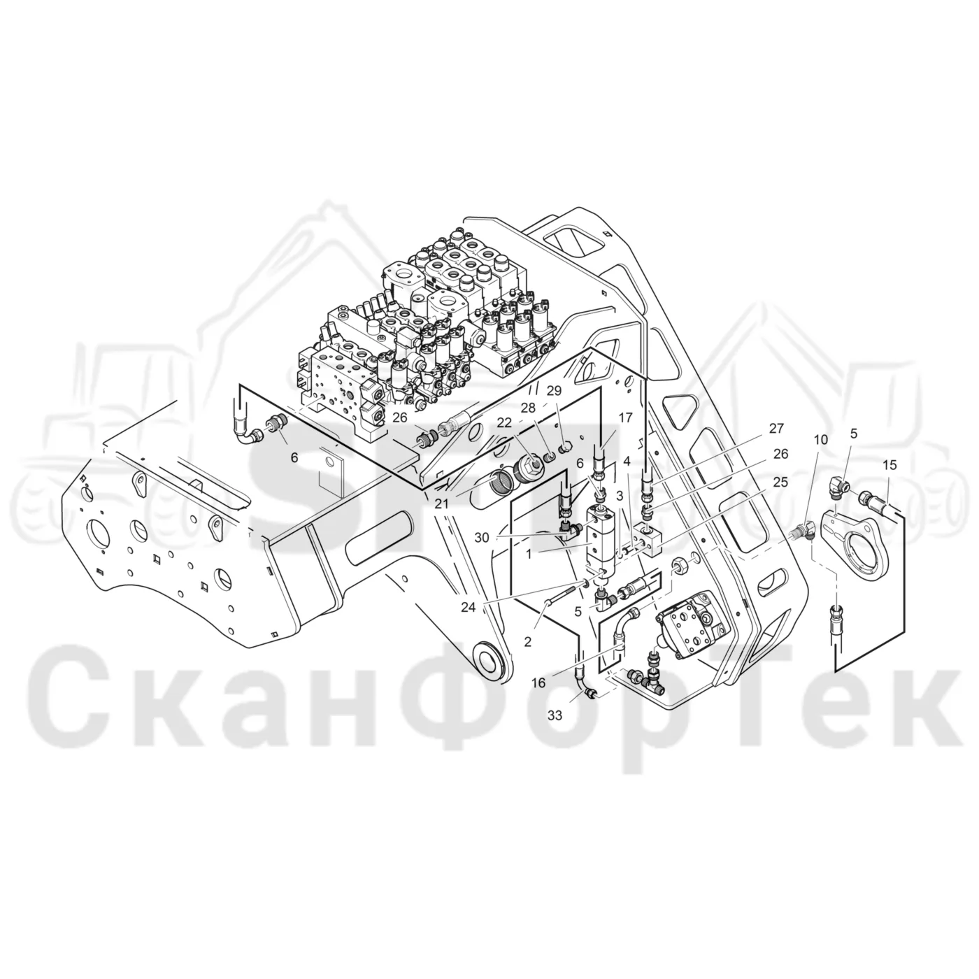 Схема: Komatsu / Головки лесозаготовительной машины / 300 Головки лесозаготовительной машины / 378 E / Каталог запасных частей / Резка / Гидравлическое оборудование смазки цепи
