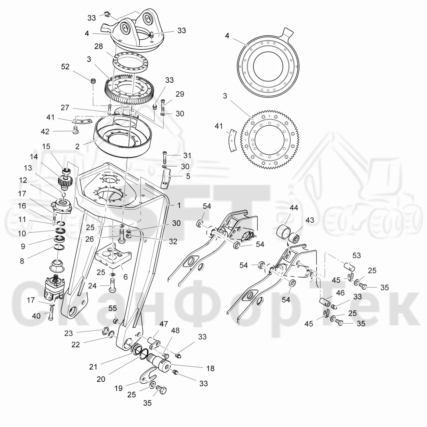 Схема: Komatsu / Головки лесозаготовительной машины / 300 Головки лесозаготовительной машины / 378 E / Каталог запасных частей / Валка леса / Звено подвески
