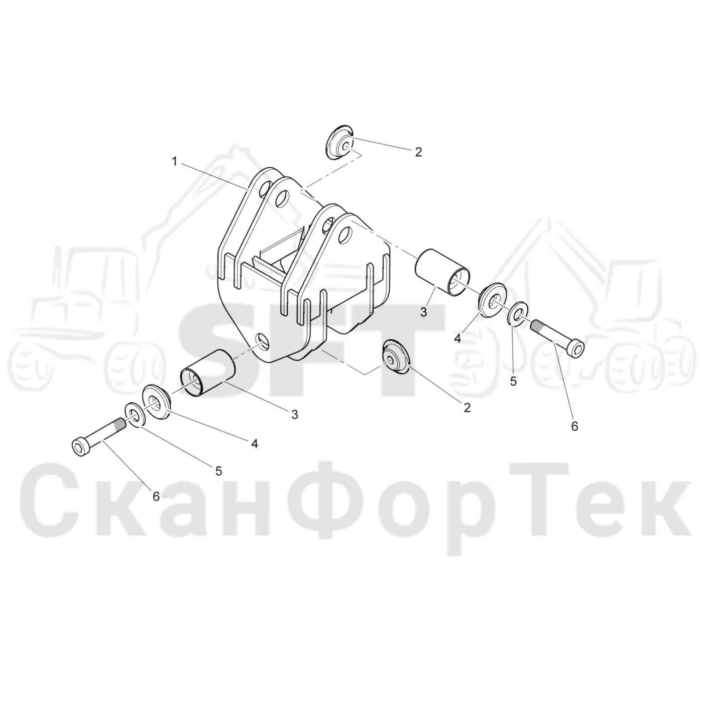 Схема: Komatsu / Лесозаготовительные машины / 951 S/N 9510004367- / Каталог запасных частей / Лесозаготовительное оборудование / Головка лесозаготовительной машины / C202E / Каталог запасных частей / Поворотные устройства и звенья / Тяга