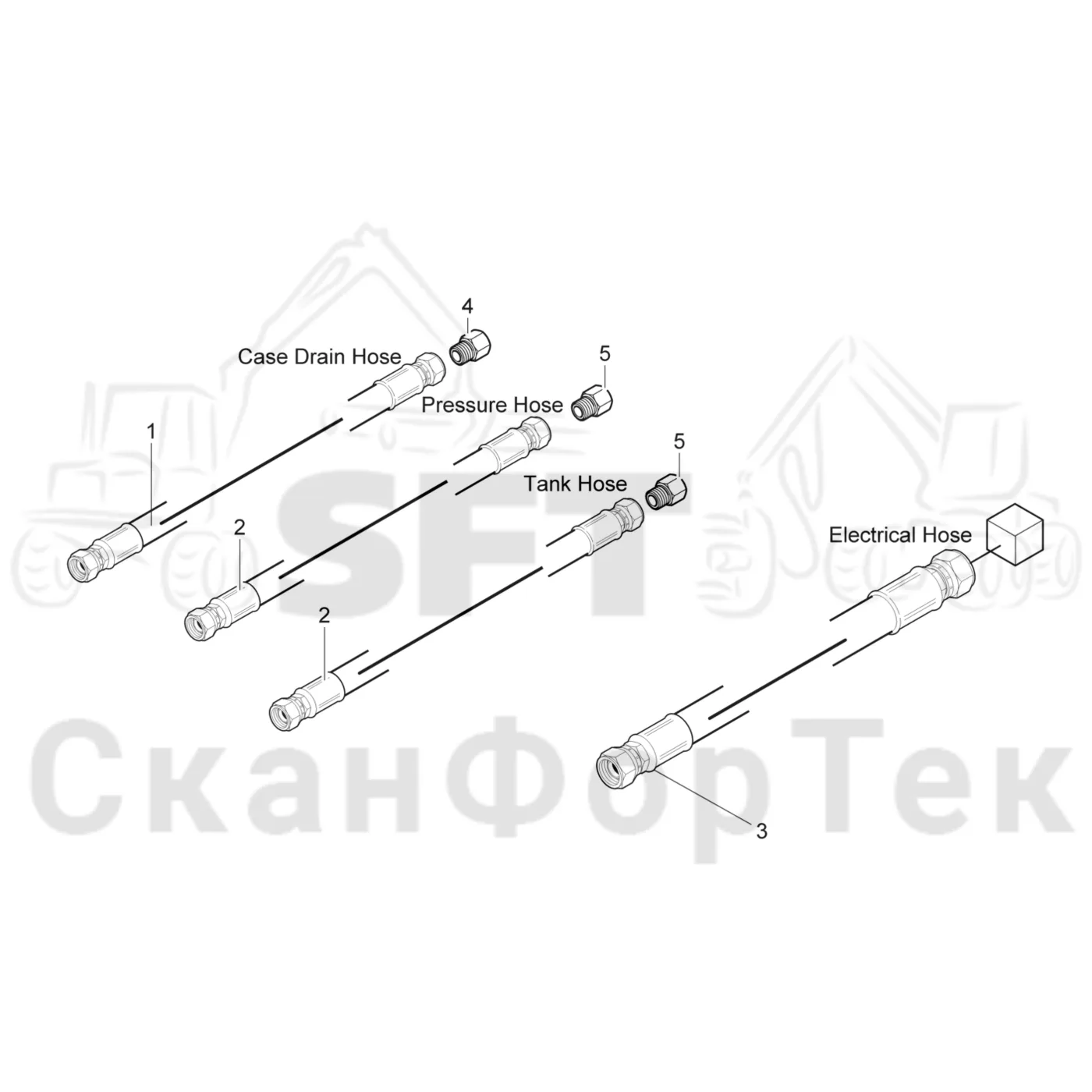Схема: Komatsu / Головки лесозаготовительной машины / C Головки лесозаготовительной машины / C202 / Каталог запасных частей / Поворотные устройства и звенья / Соединительный комплект Pc 210
