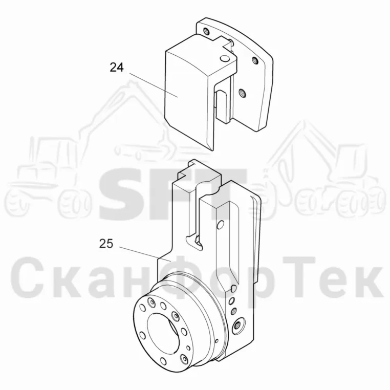 Схема: Komatsu / Лесозаготовительные машины / 931.1 / Каталог запасных частей / Лесозаготовительное оборудование / Головка лесозаготовительной машины / 365.1 / Каталог запасных частей / Резка / Опора стержня пилы