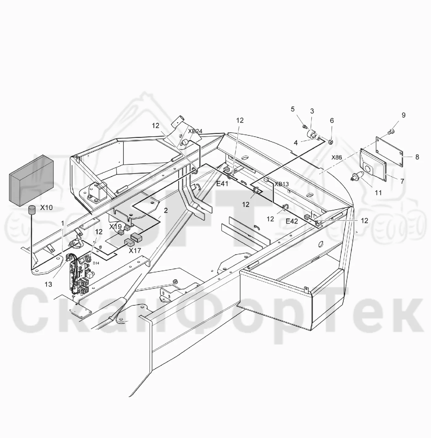 Схема: Valmet / Лесозаготовительные машины / Valmet 931 / Valmet 931 / Каталог запасных частей / шасси / Электрический Оборудование / Комплект кабелей задний