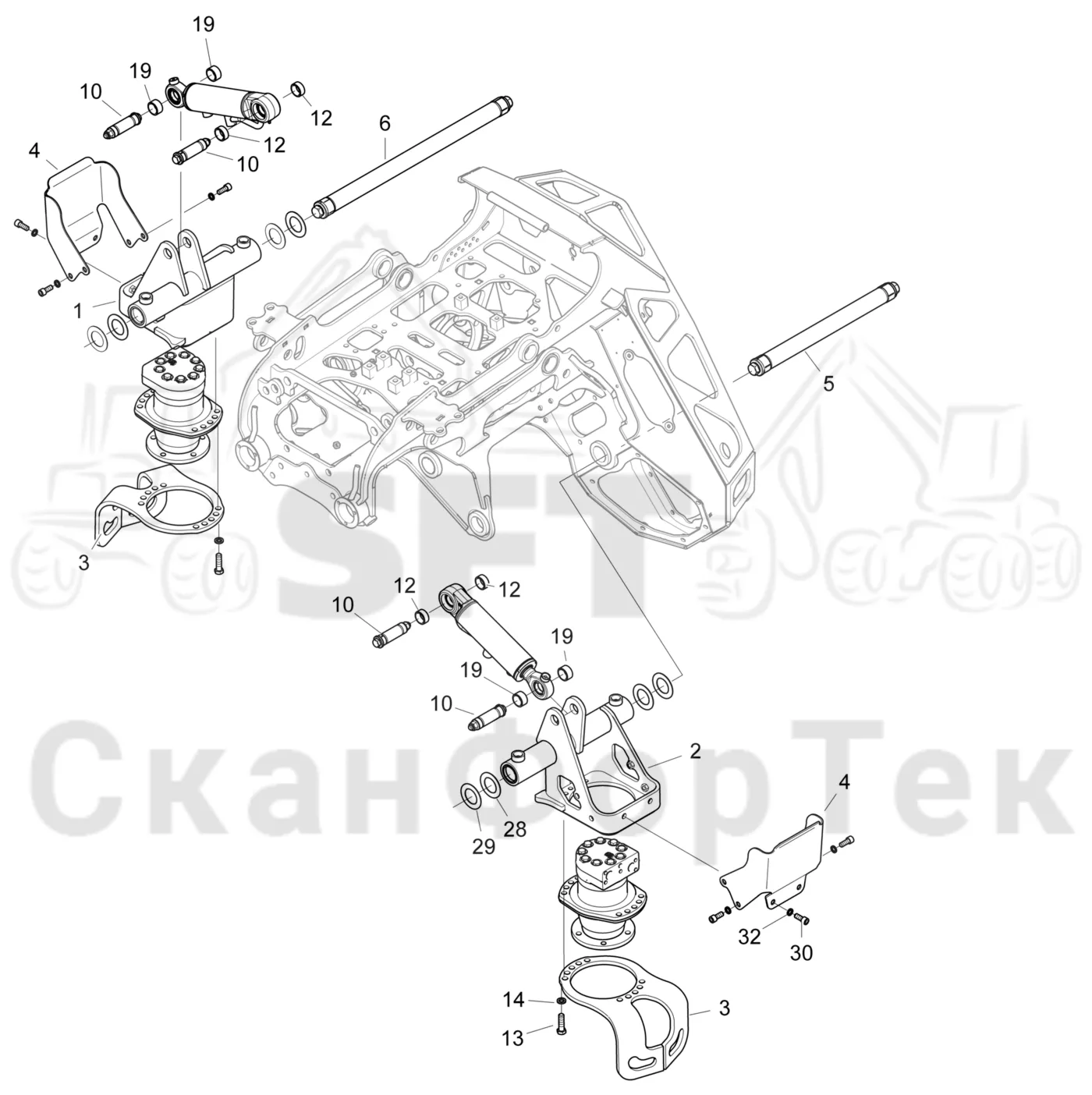 Схема: Komatsu / Лесозаготовительные машины / 911 S/N 9110062167- / Каталог запасных частей / Лесозаготовительное оборудование / Головка лесозаготовительной машины / C93 / Каталог запасных частей / Подача / шасси подающего ролика