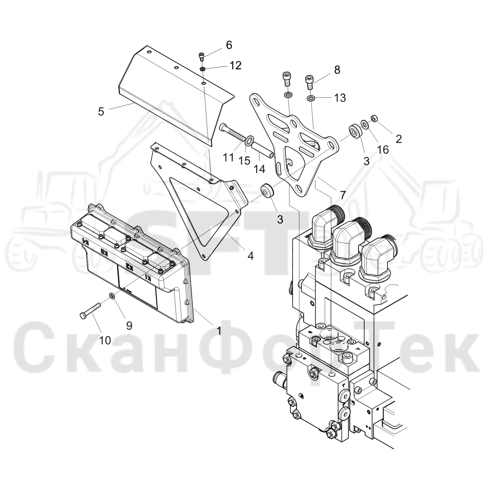 Схема: Komatsu / Лесозаготовительные машины / 901TX .1 / Каталог запасных частей / Лесозаготовительное оборудование / Головка лесозаготовительной машины / C93 / Каталог запасных частей / Система управления / Компьютер
