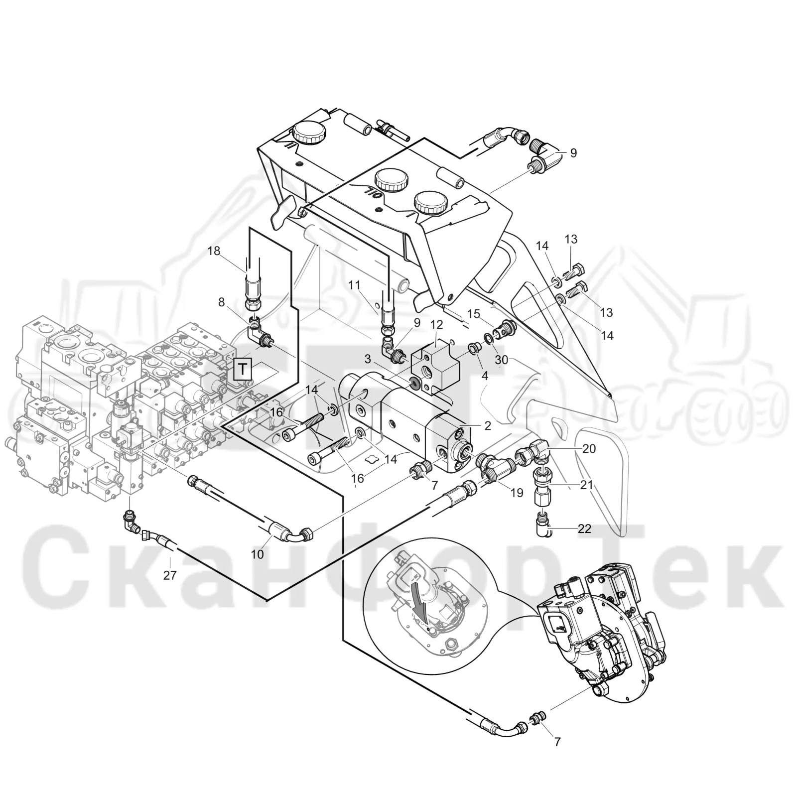 Схема: Komatsu / Лесозаготовительные машины / 901 S/N 9010053267- / Каталог запасных частей / Лесозаготовительное оборудование / Головка лесозаготовительной машины / C93 / Каталог запасных частей / Резка / Масленка Eco системы смазки цепи