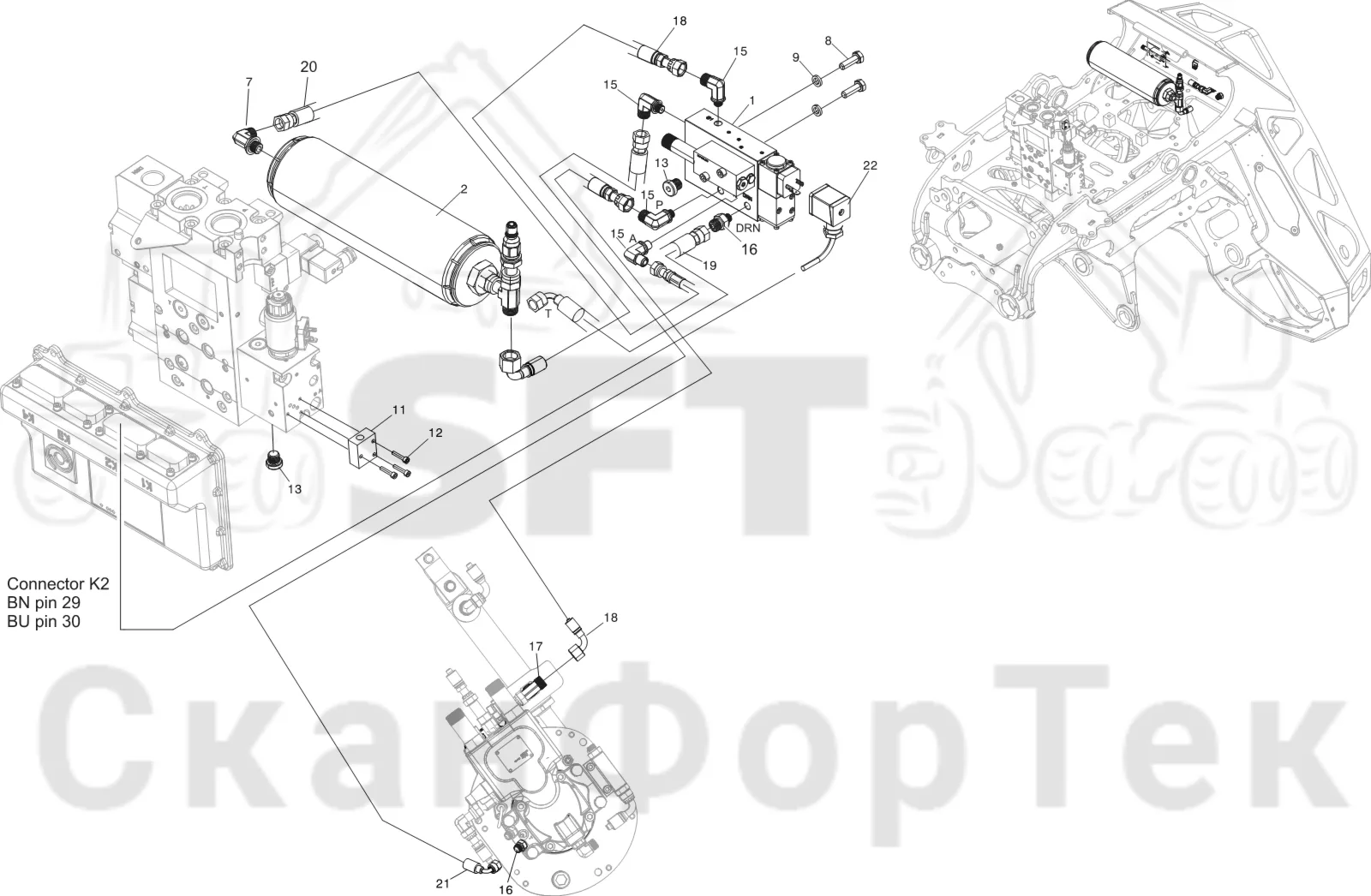 Схема: Komatsu / Лесозаготовительные машины / 901TX .1 / Каталог запасных частей / Лесозаготовительное оборудование / Головка лесозаготовительной машины / C93 / Каталог запасных частей / Резка / Смазка цепи, смазка