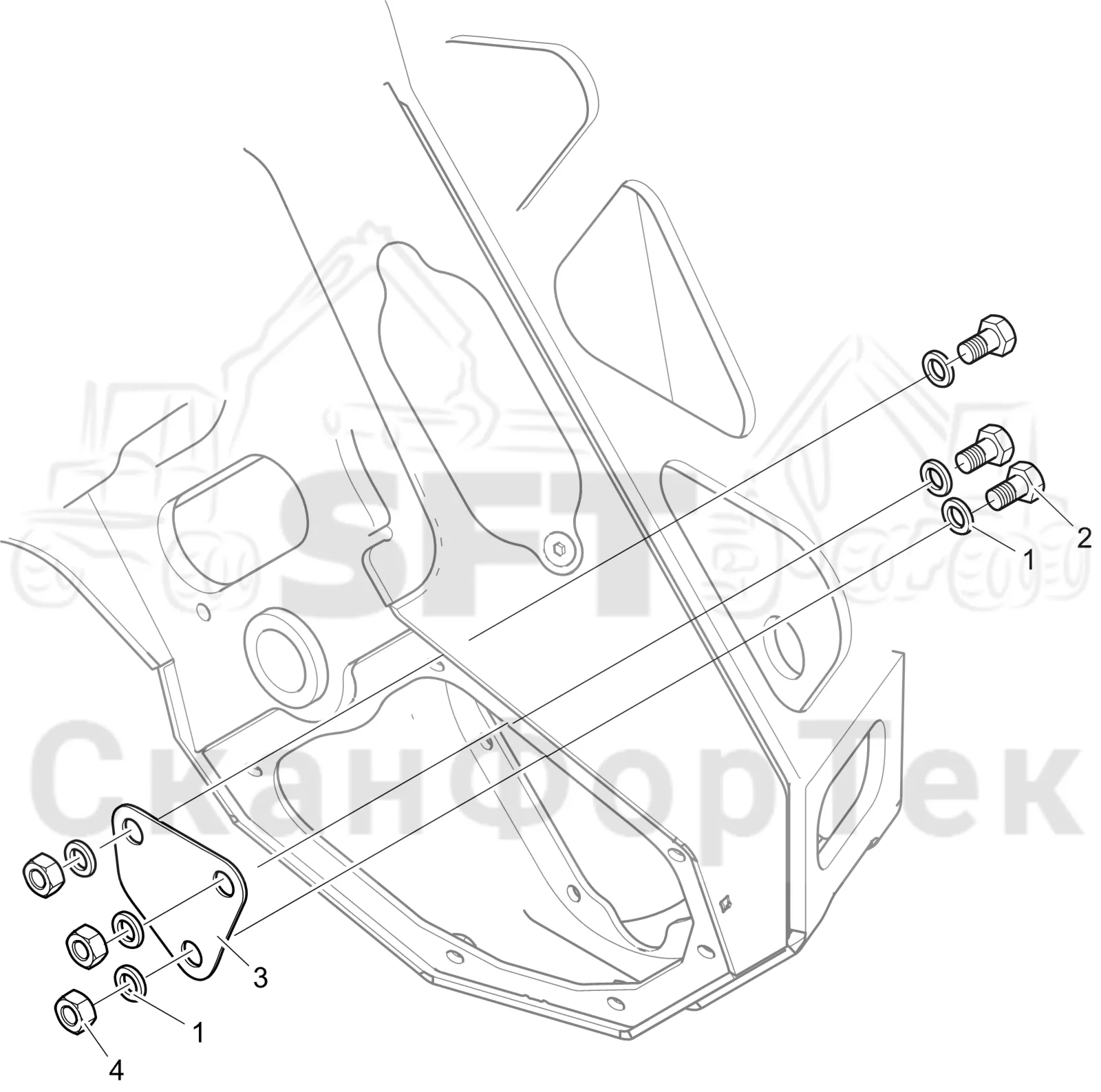 Схема: Komatsu / Лесозаготовительные машины / 911 S/N 9112062167- / Каталог запасных частей / Лесозаготовительное оборудование / Головка лесозаготовительной машины / C144 / Каталог запасных частей / Резка / Крышка