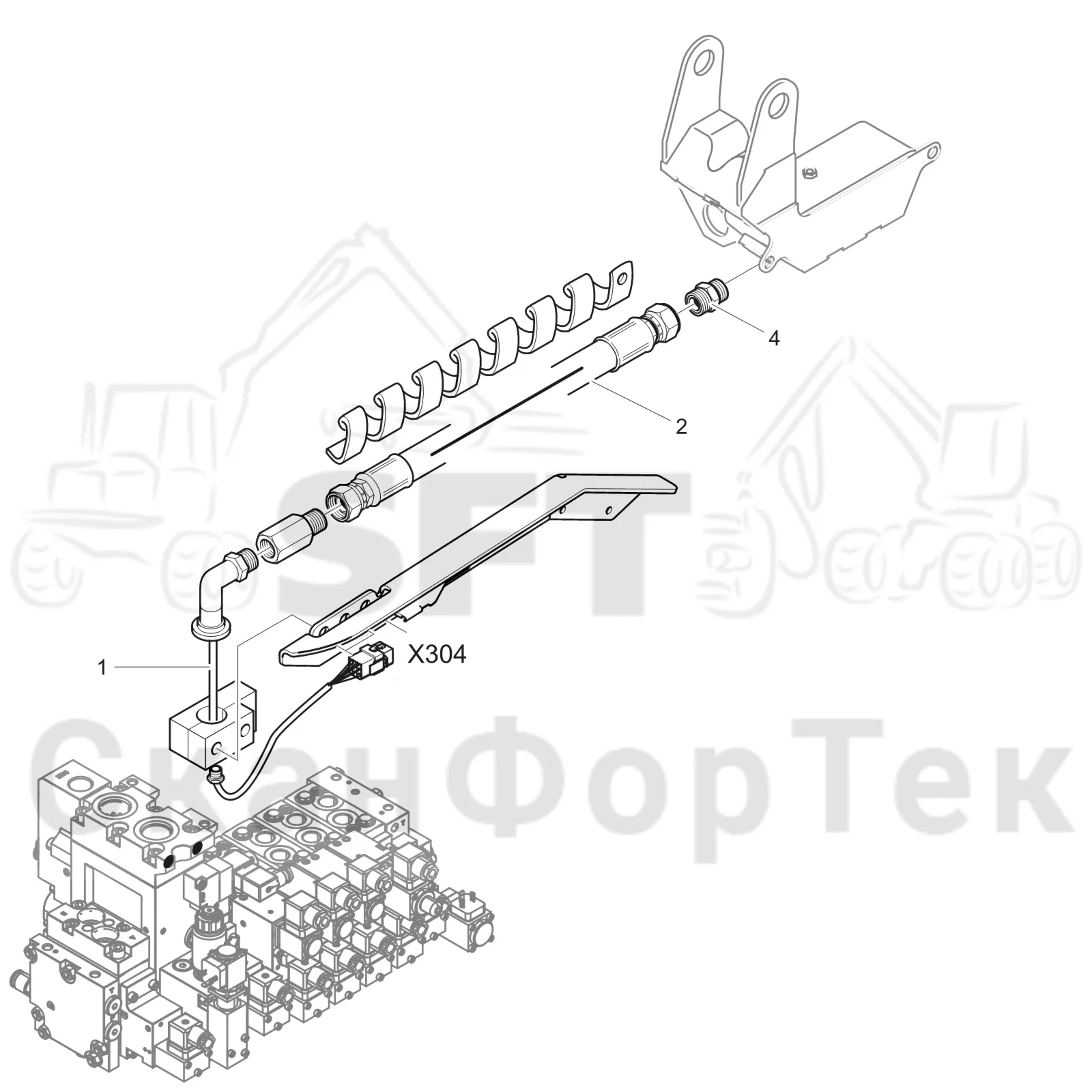 Схема: Komatsu / Головки лесозаготовительной машины / C Головки лесозаготовительной машины / C93 / Каталог запасных частей / Поворотные устройства и звенья / Гидравлическое оборудование головки подъемного крана CRH 15/18-200H Комплект электрооборудования Габота с несколькими деЂевьями ORFS