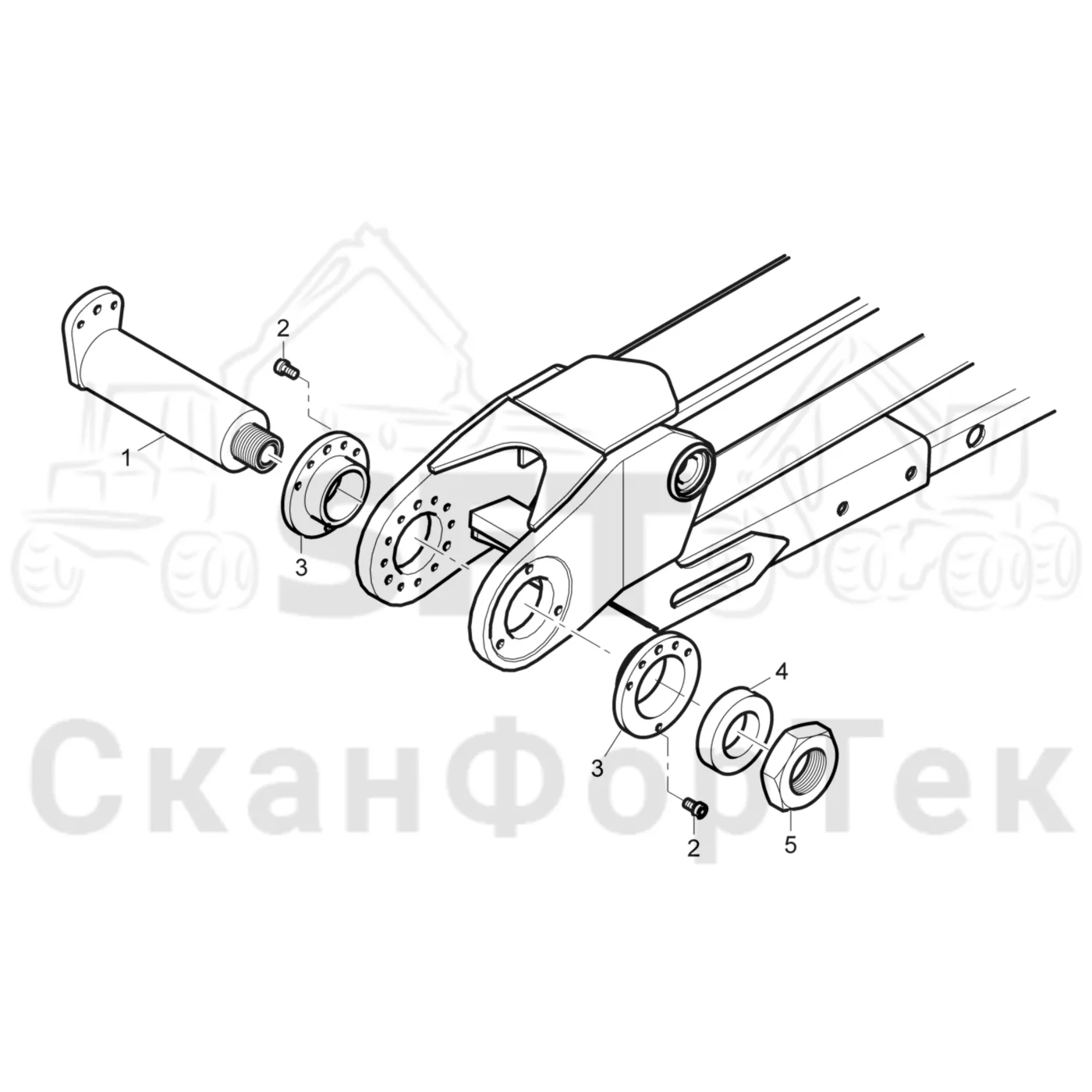 Схема: Komatsu / Лесозаготовительные машины / 901TX .1 / Каталог запасных частей / Лесозаготовительное оборудование / Головка лесозаготовительной машины / C93 / Каталог запасных частей / Поворотные устройства и звенья / Набор для цапфы CRC