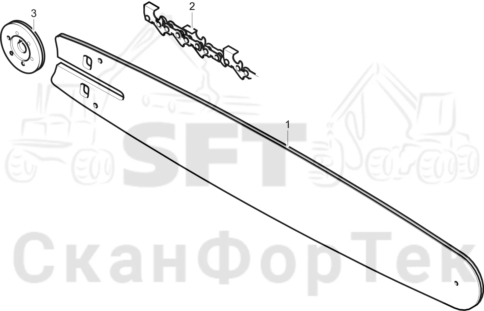 Схема: Komatsu / Головки лесозаготовительной машины / C Головки лесозаготовительной машины / C202 / Каталог запасных частей / Резка / Стержень пилы