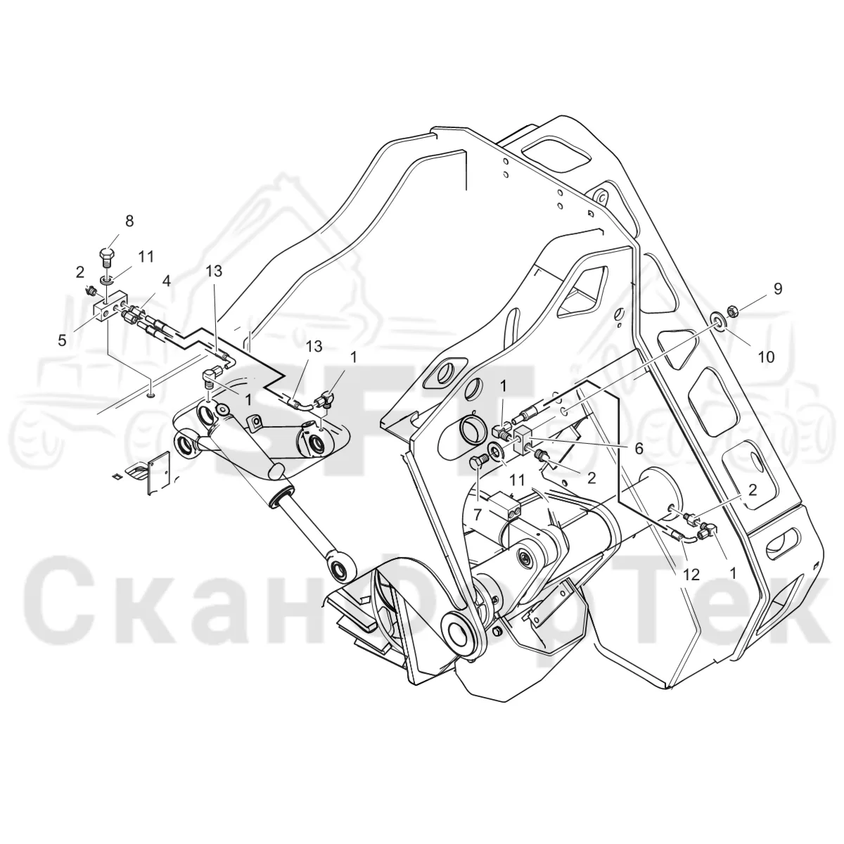 Схема: Komatsu / Головки лесозаготовительной машины / C Головки лесозаготовительной машины / C202E / Каталог запасных частей / Резка / Оборудование для смазки