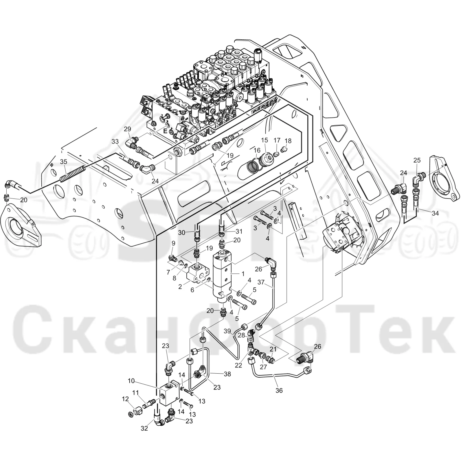 Схема: Komatsu / Головки лесозаготовительной машины / C Головки лесозаготовительной машины / C202E / Каталог запасных частей / Резка / Гидравлическое оборудование смазки цепи
