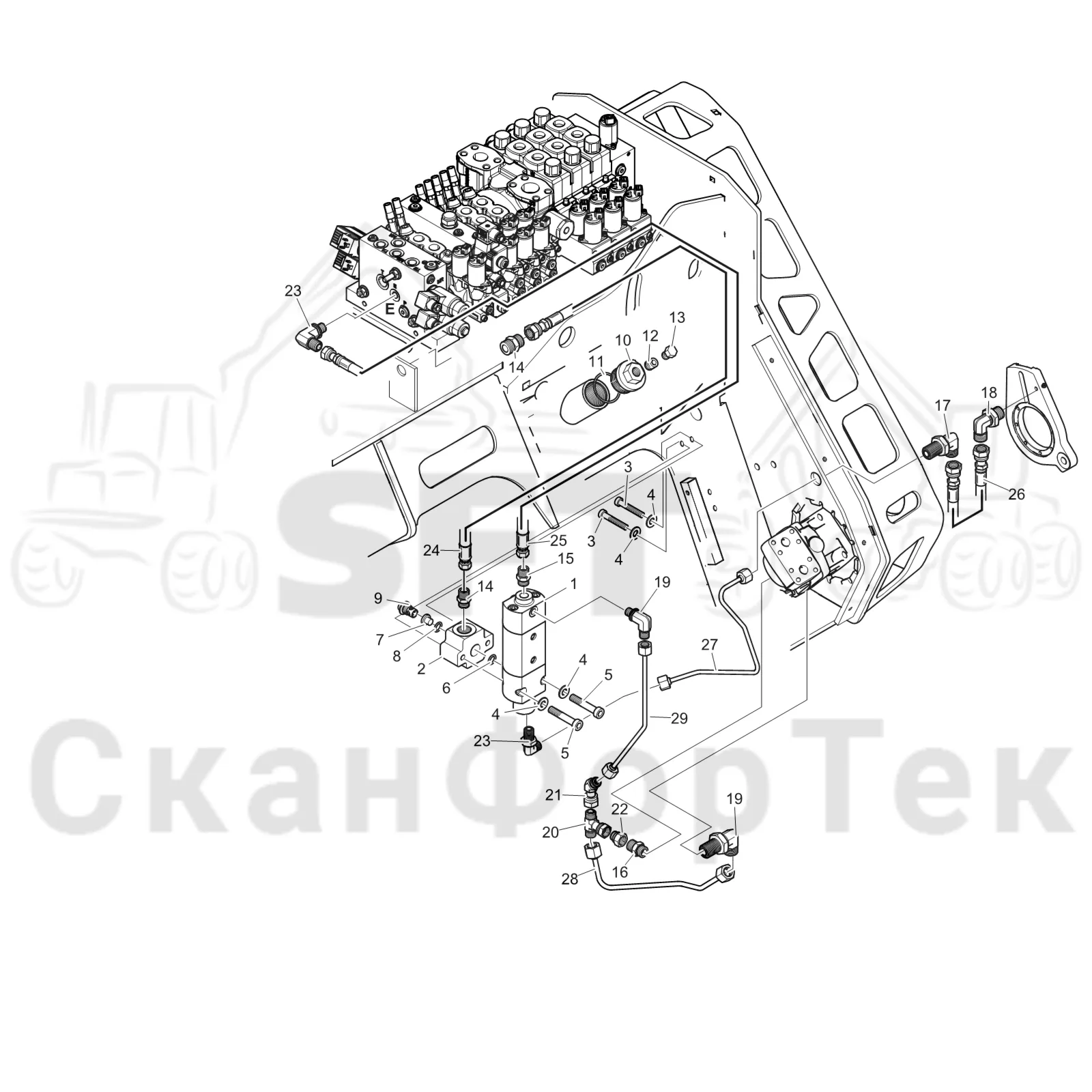 Схема: Komatsu / Головки лесозаготовительной машины / C Головки лесозаготовительной машины / C202E / Каталог запасных частей / Резка / Оборудование для смазки