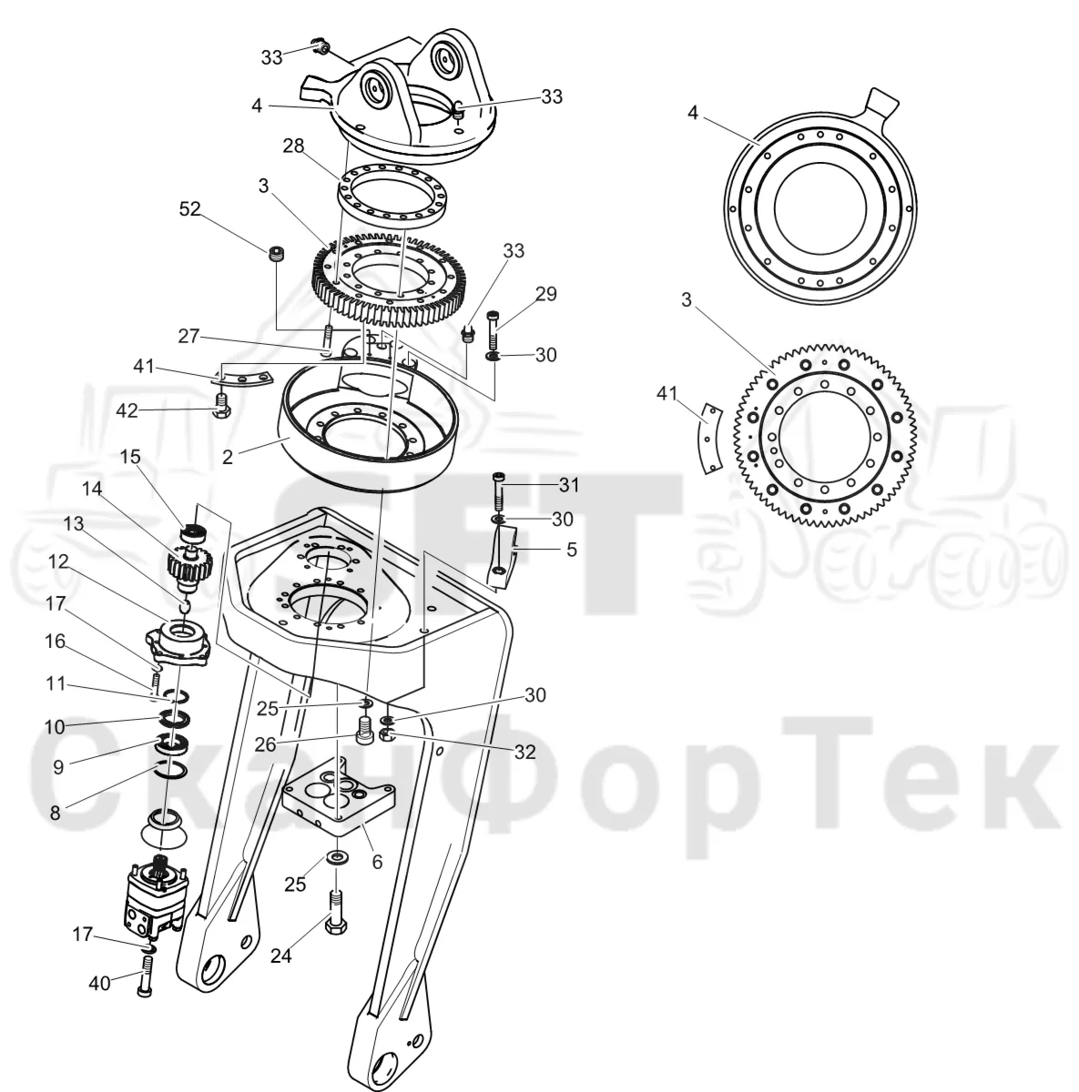 Схема: Komatsu / Лесозаготовительные машины / 951 S/N 9510004367- / Каталог запасных частей / Лесозаготовительное оборудование / Головка лесозаготовительной машины / C202E / Каталог запасных частей / Валка леса / Звено подвески