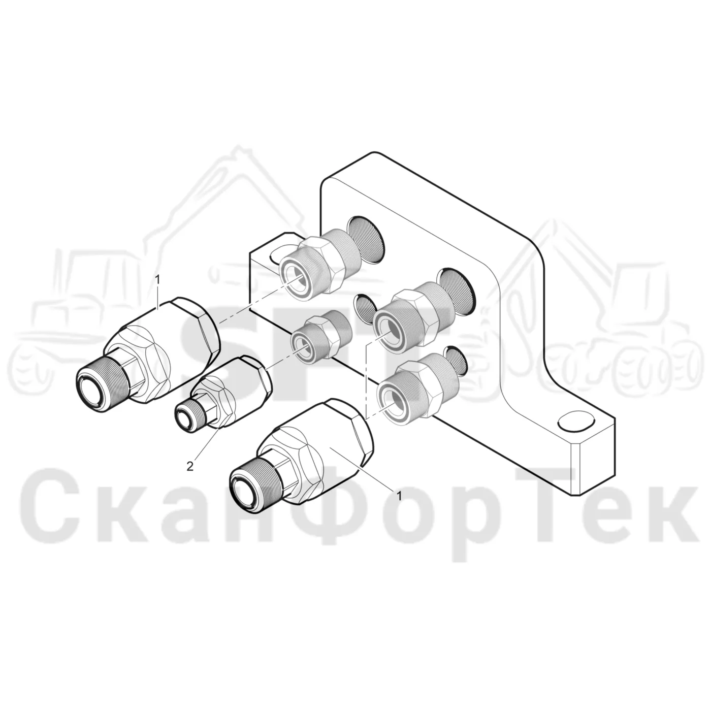 Схема: Komatsu / Головки лесозаготовительной машины / C Головки лесозаготовительной машины / C202E / Каталог запасных частей / Поворотные устройства и звенья / Вертлюг