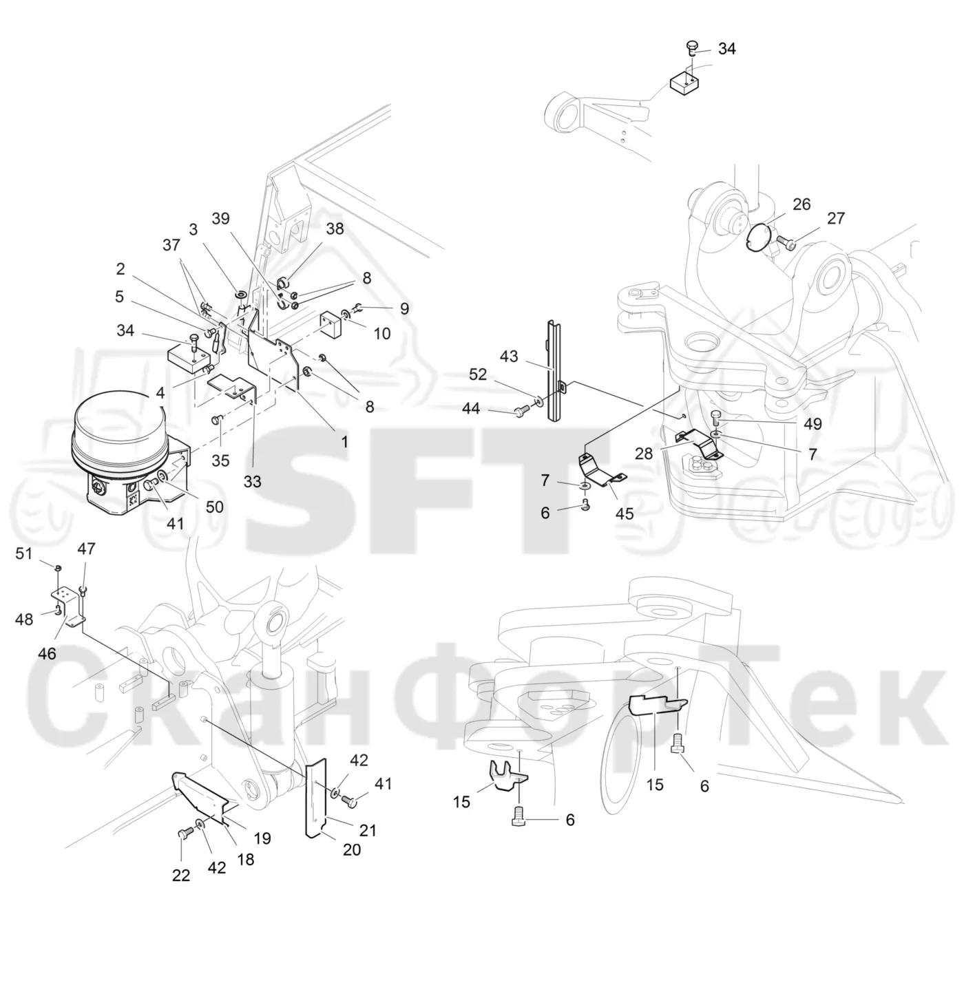 Схема: Komatsu / Лесозаготовительные машины / 931 / Каталог запасных частей / шасси / Центральная смазка / защита