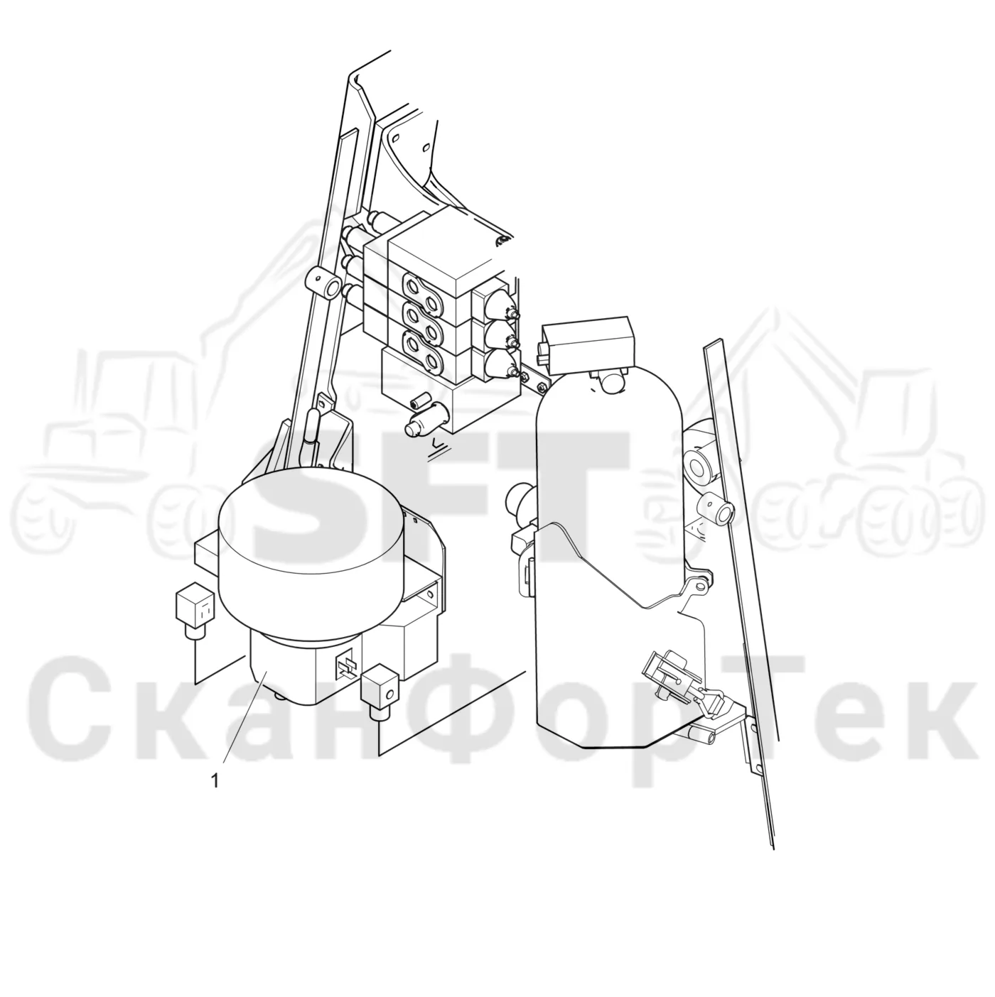 Схема: Valmet / Лесозаготовительные машины / Valmet 941.1 / Valmet 941.1 / Каталог запасных частей / шасси / Центральная смазка / Смазочный насос