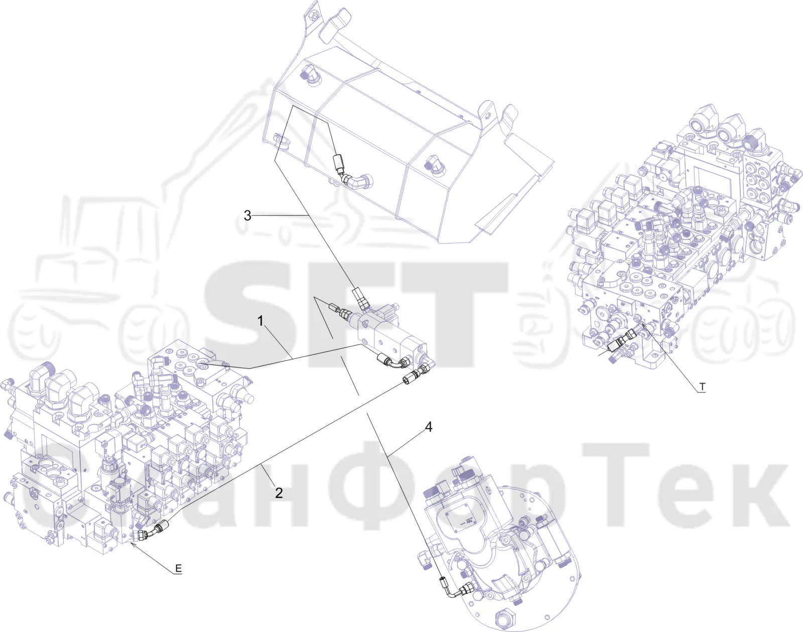 Схема: Komatsu / Лесозаготовительные машины / 911 S/N 9110062167- / Каталог запасных частей / Лесозаготовительное оборудование / Головка лесозаготовительной машины / C144 / Каталог запасных частей / Резка / Гидравлическое оборудование смазки цепи