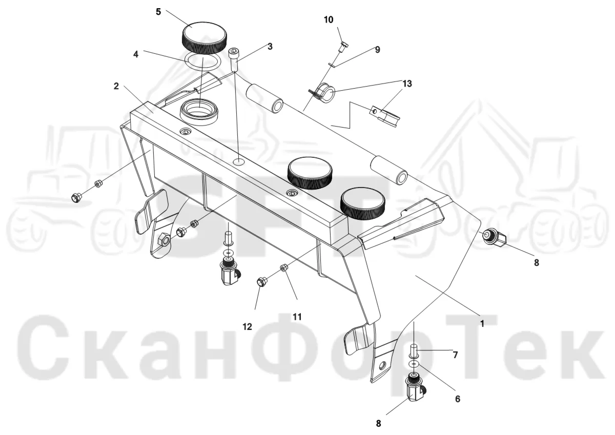 Схема: Komatsu / Лесозаготовительные машины / 931 S/N 9310021067- / Каталог запасных частей / Лесозаготовительное оборудование / Головка лесозаготовительной машины / C144 / Каталог запасных частей / Резка / Бак цветовой маркировки/Маслобак