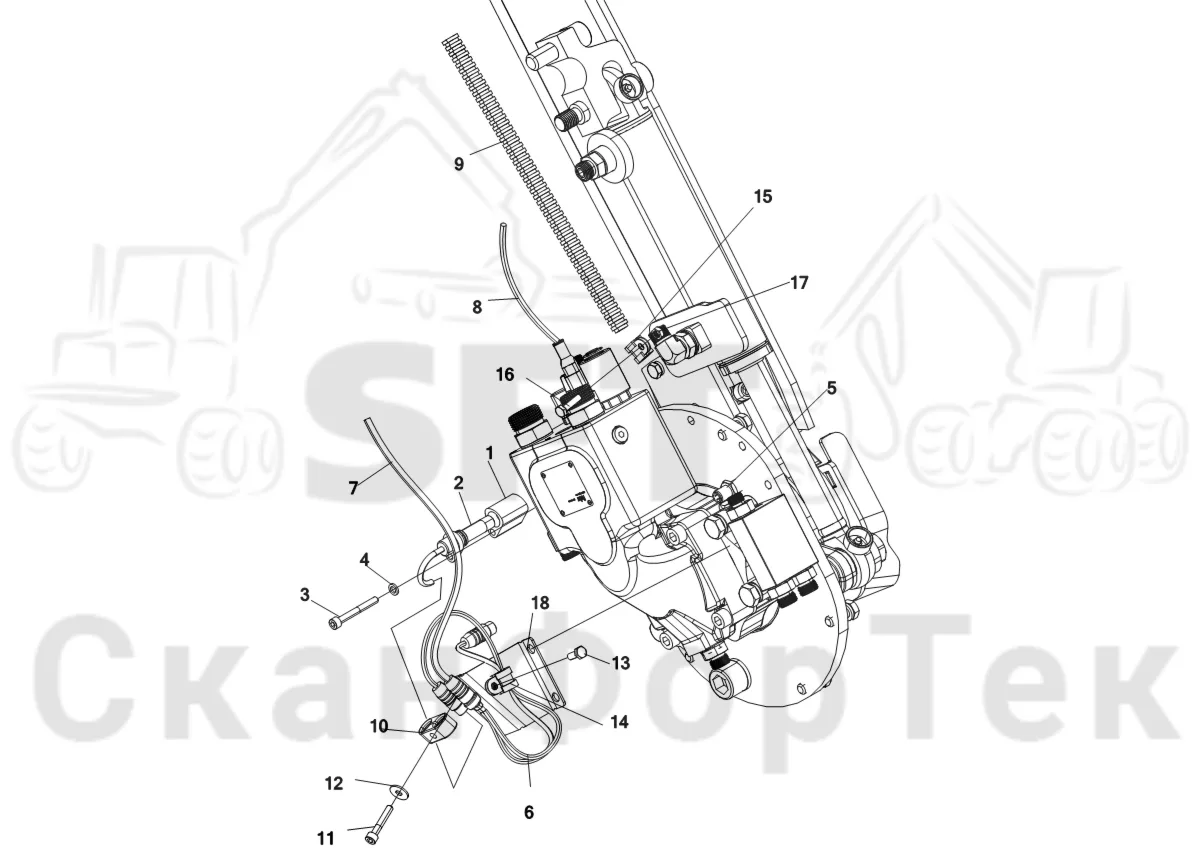Схема: Komatsu / Лесозаготовительные машины / 951 S/N 9510004367- / Каталог запасных частей / Лесозаготовительное оборудование / Головка лесозаготовительной машины / C144 / Каталог запасных частей / Резка / Электрооборудование устройства резки