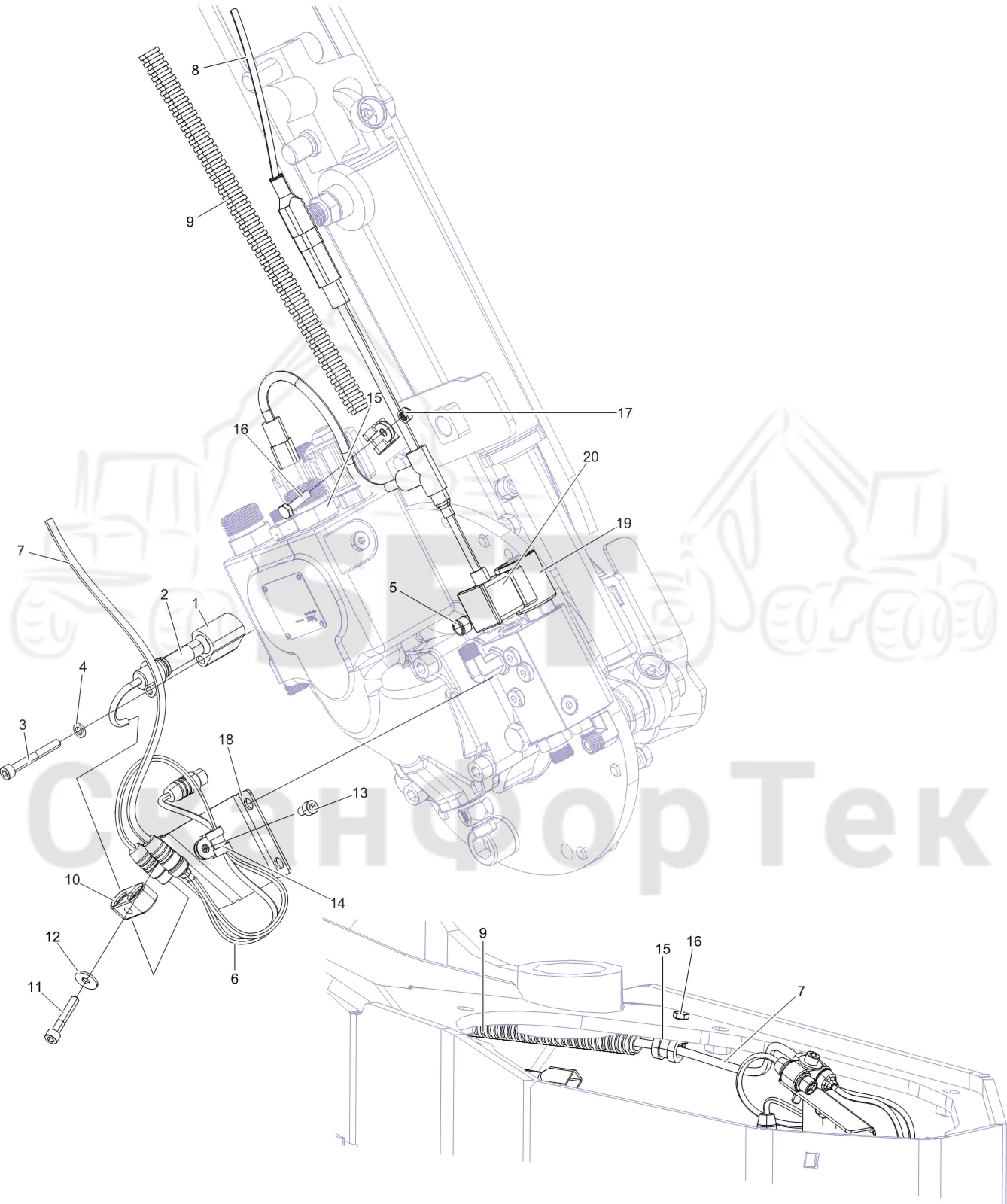 Схема: Komatsu / Лесозаготовительные машины / 931 S/N 9310021067- / Каталог запасных частей / Лесозаготовительное оборудование / Головка лесозаготовительной машины / C144 / Каталог запасных частей / Резка / Электрооборудование устройства резки 1144017301-