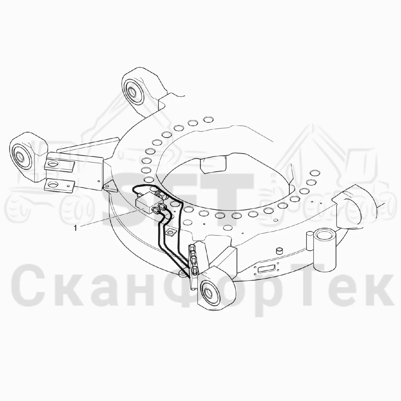 Схема: Komatsu / Лесозаготовительные машины / 931 / Каталог запасных частей / шасси / Центральная смазка / Смазка Поворотная платформа