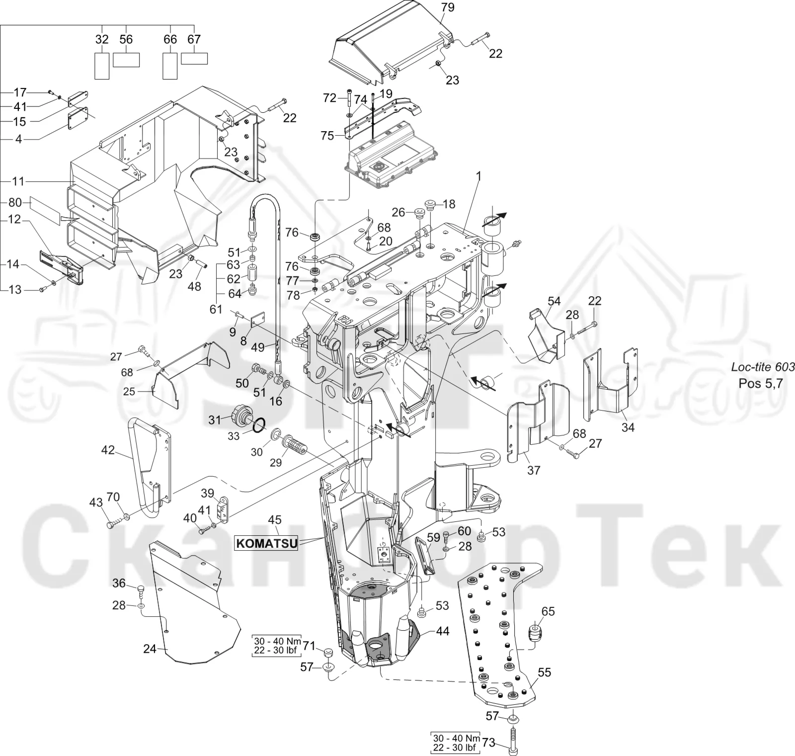 Схема: Komatsu / Лесозаготовительные машины / 901 S/N 9010053267- / Каталог запасных частей / Лесозаготовительное оборудование / Головка лесозаготовительной машины / S92 / Каталог запасных частей / шасси / шасси