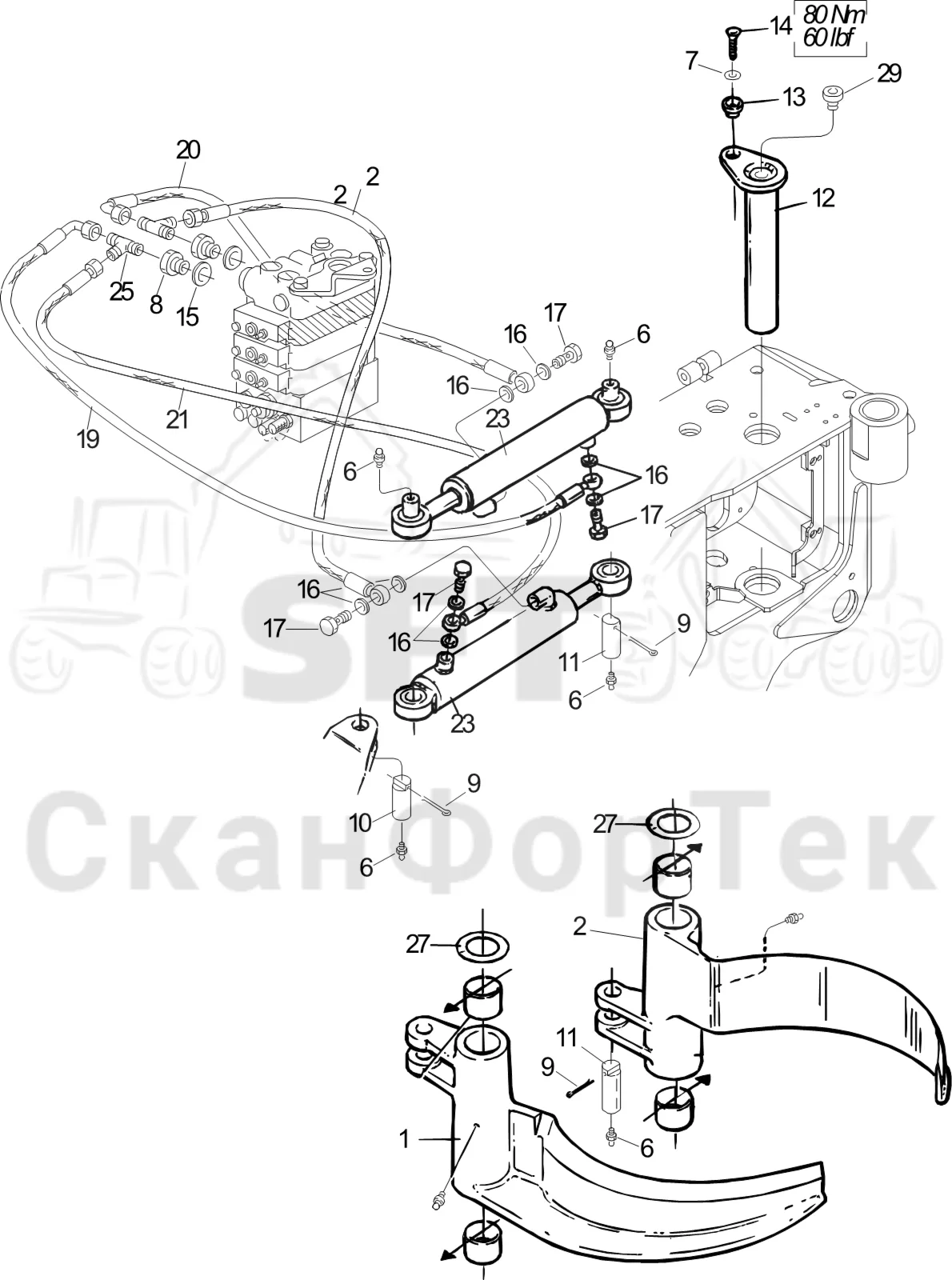 Схема: Komatsu / Лесозаготовительные машины / 911 S/N 9110062167- / Каталог запасных частей / Лесозаготовительное оборудование / Головка лесозаготовительной машины / S92 / Каталог запасных частей / Обрезка сучьев / Передние сучкорезные ножи