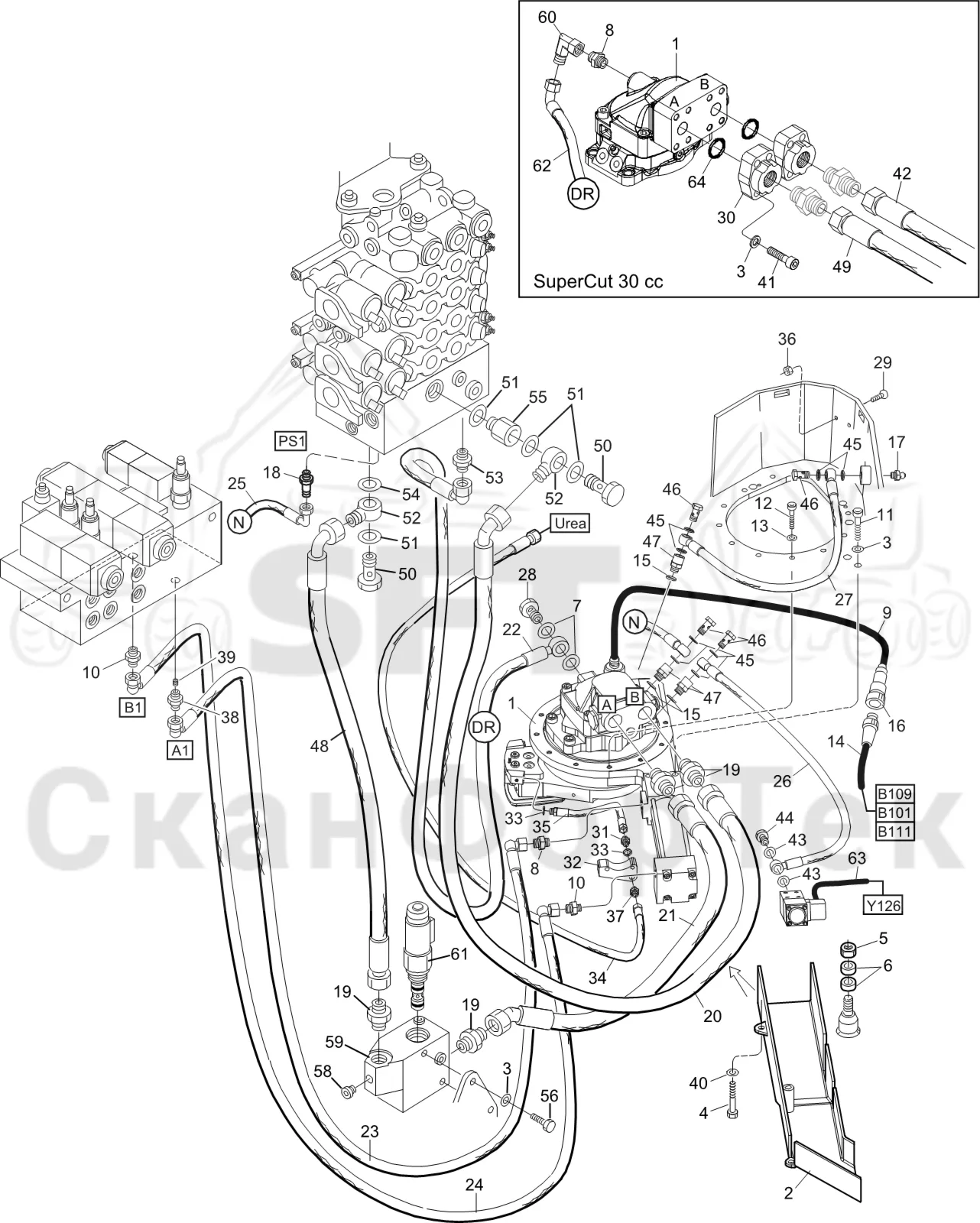 Схема: Komatsu / Лесозаготовительные машины / 901 S/N 9010053267- / Каталог запасных частей / Лесозаготовительное оборудование / Головка лесозаготовительной машины / S92 / Каталог запасных частей / Резка / Устройство резки