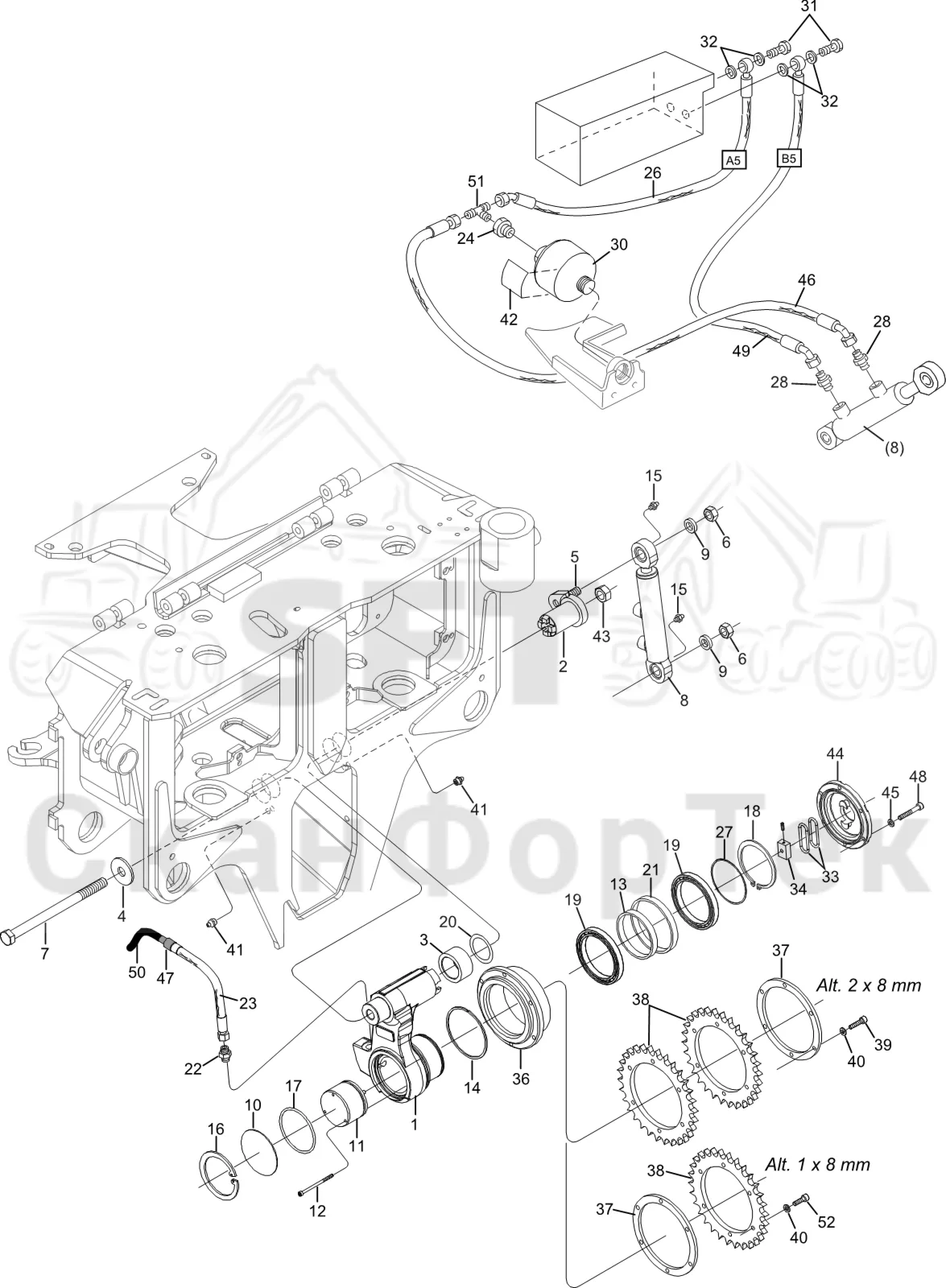 Схема: Komatsu / Лесозаготовительные машины / 931XC S/N 9313021208- / Каталог запасных частей / Лесозаготовительное оборудование / Головка лесозаготовительной машины / S92 / Каталог запасных частей / Измерение / Измерение длины