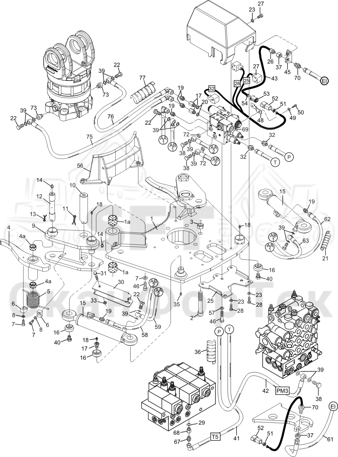 Схема: Komatsu / Лесозаготовительные машины / 901 S/N 9010053267- / Каталог запасных частей / Лесозаготовительное оборудование / Головка лесозаготовительной машины / S92 / Каталог запасных частей / Габота с несколькими деЂевьями / Габота с несколькими деЂевьями 309201621-