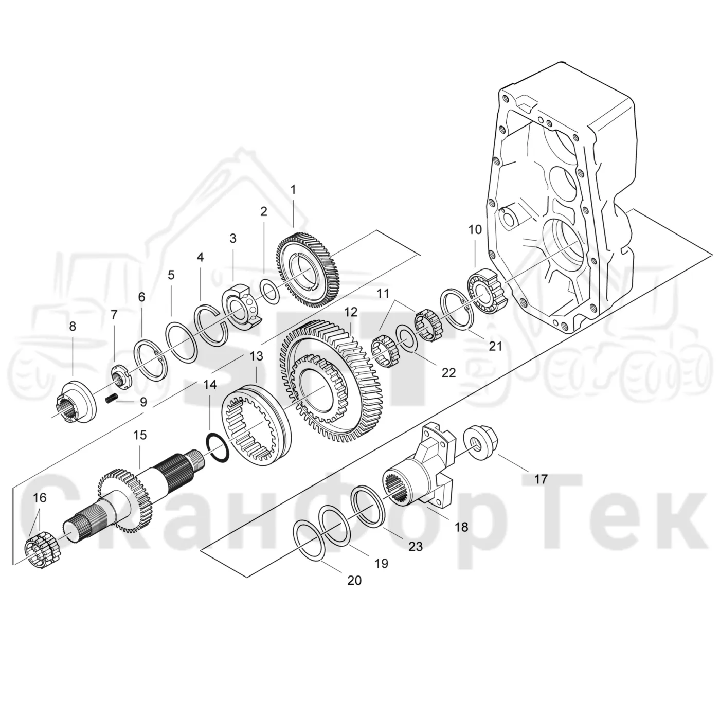 Схема: Valmet / Лесозаготовительные машины / Valmet 901.3 / Valmet 901.3 Ch. 311191- / Valmet 901.3 Ch. 311191- / Каталог запасных частей / Коробка передач / Редуктор / Редуктор VL 50 / Комплект шечтерен, VL 50