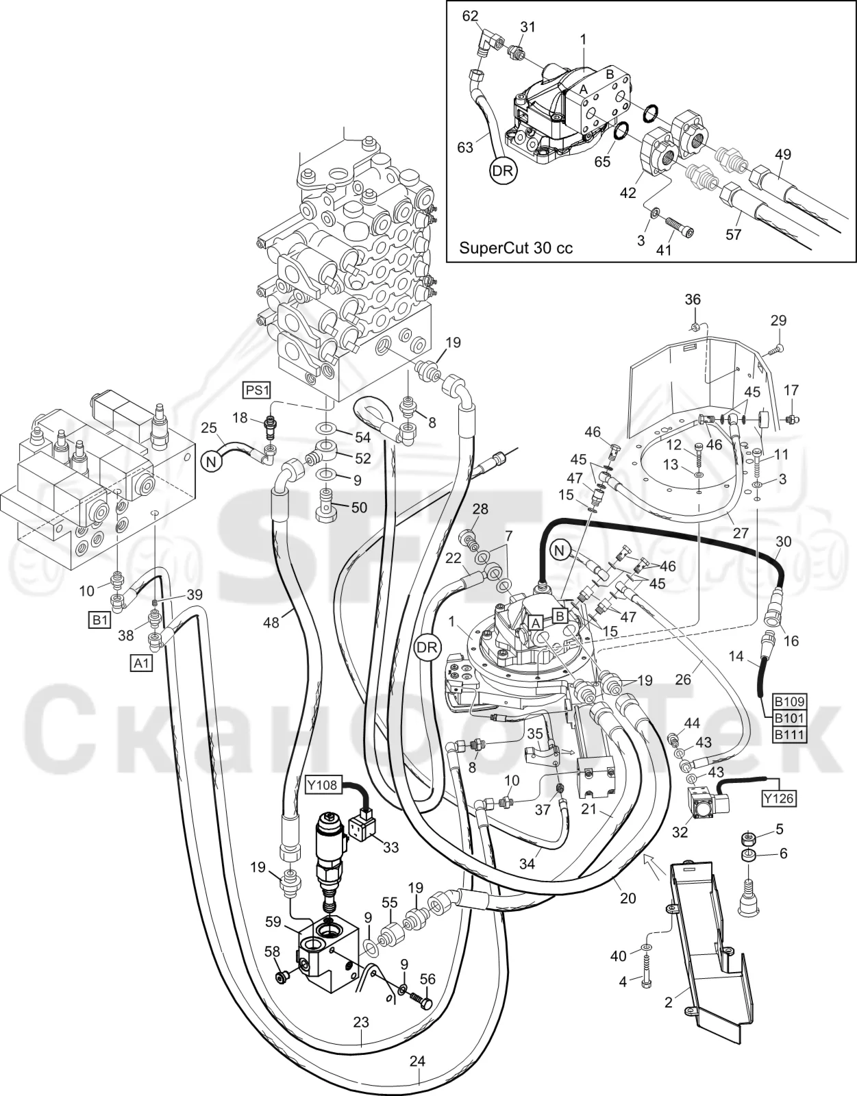 Схема: Komatsu / Лесозаготовительные машины / 951 S/N 9510004367- / Каталог запасных частей / Лесозаготовительное оборудование / Головка лесозаготовительной машины / S132 / Каталог запасных частей / Резка / Устройство резки/Автоматический натяжитель цепи 3132016201-