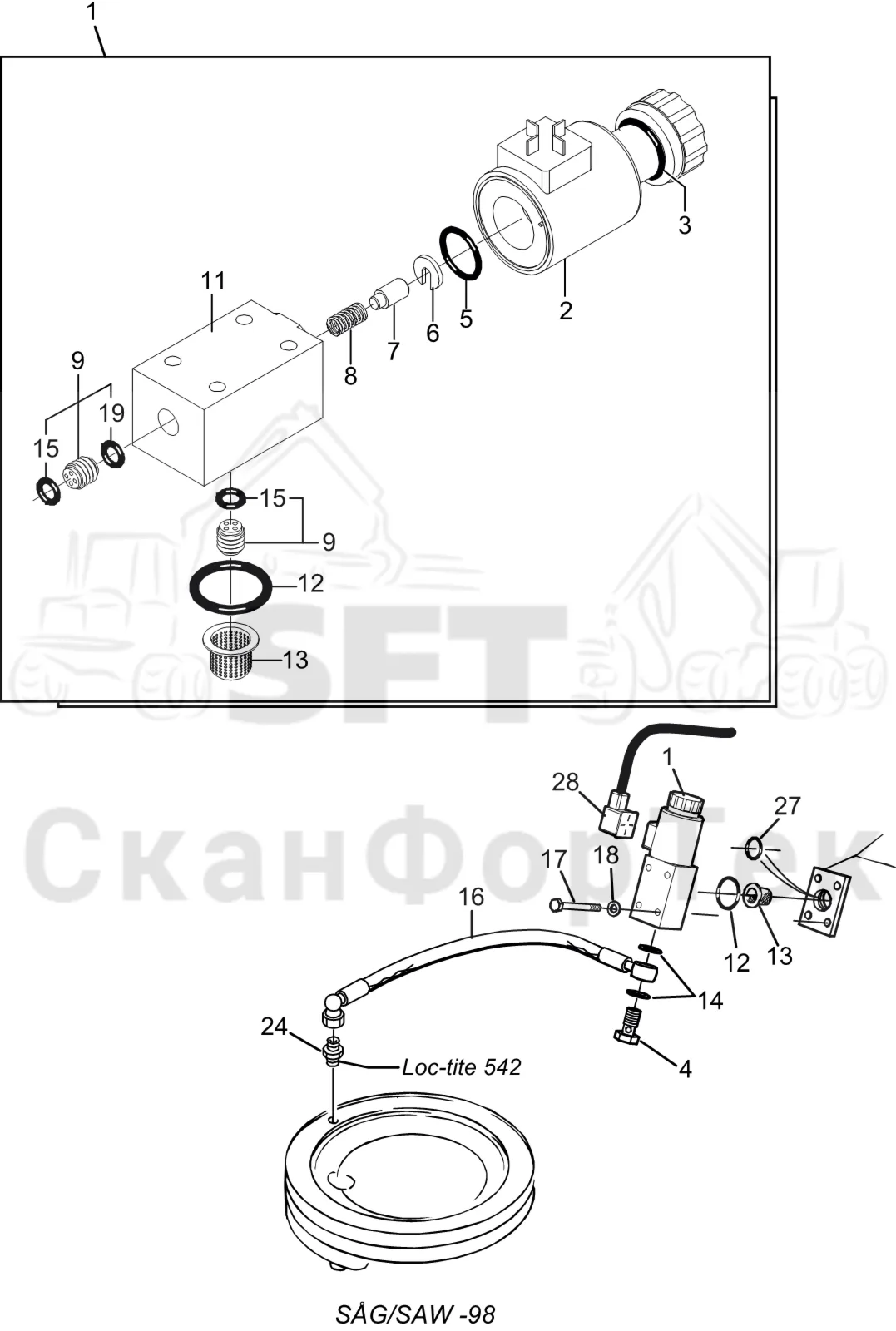 Схема: Komatsu / Лесозаготовительные машины / 911 S/N 9110062167- / Каталог запасных частей / Лесозаготовительное оборудование / Головка лесозаготовительной машины / S132 / Каталог запасных частей / Резка / Оборудование для смазки